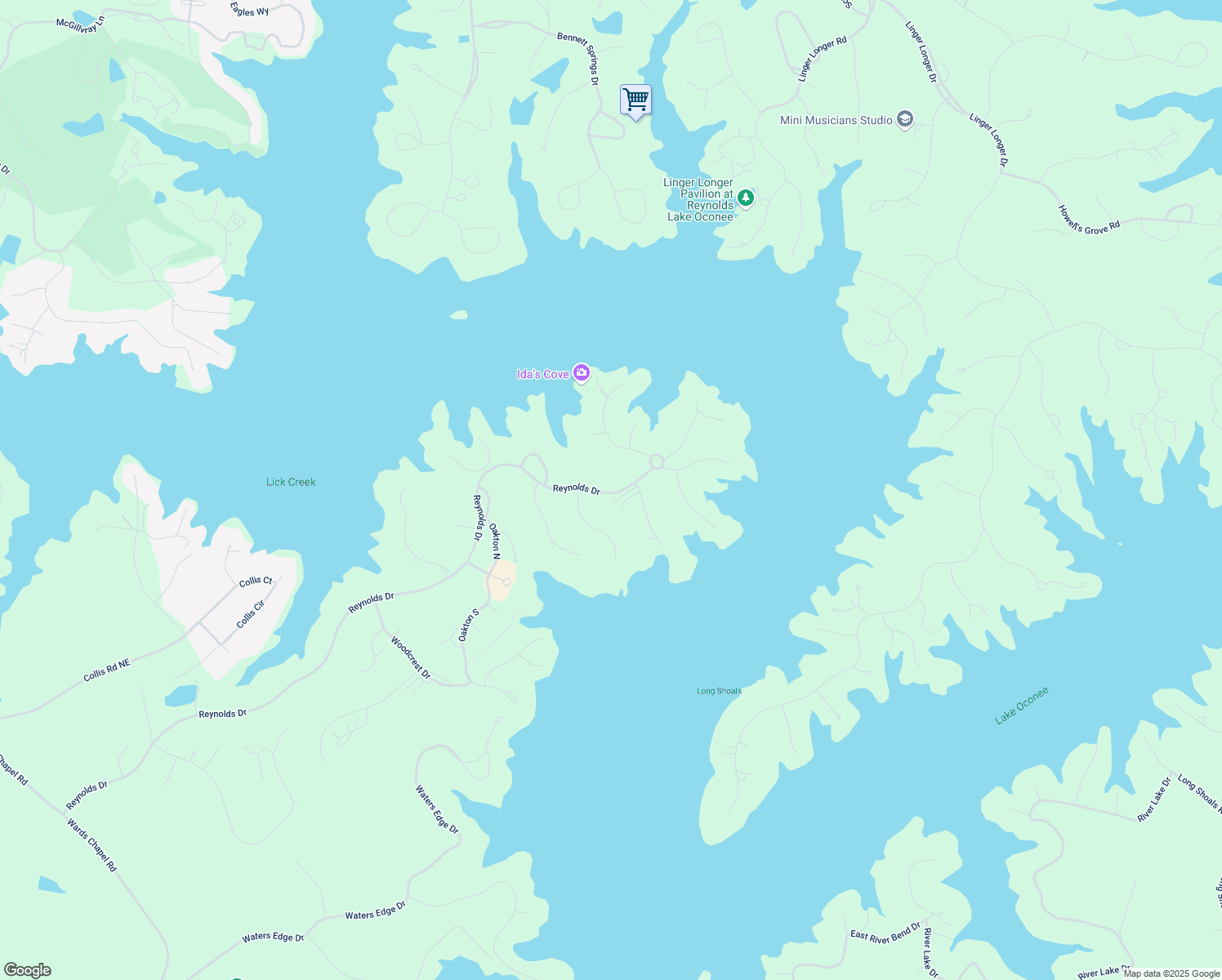 map of restaurants, bars, coffee shops, grocery stores, and more near 83 Westview Way in Eatonton