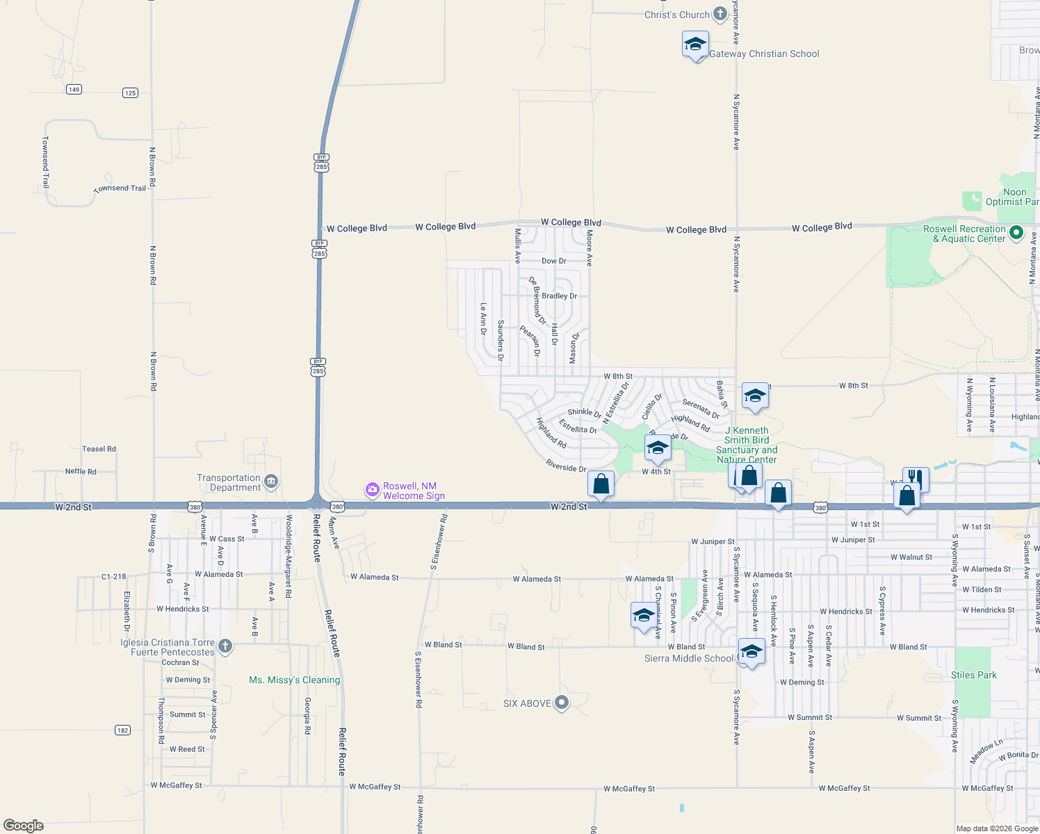 map of restaurants, bars, coffee shops, grocery stores, and more near 520 Hall Drive in Roswell