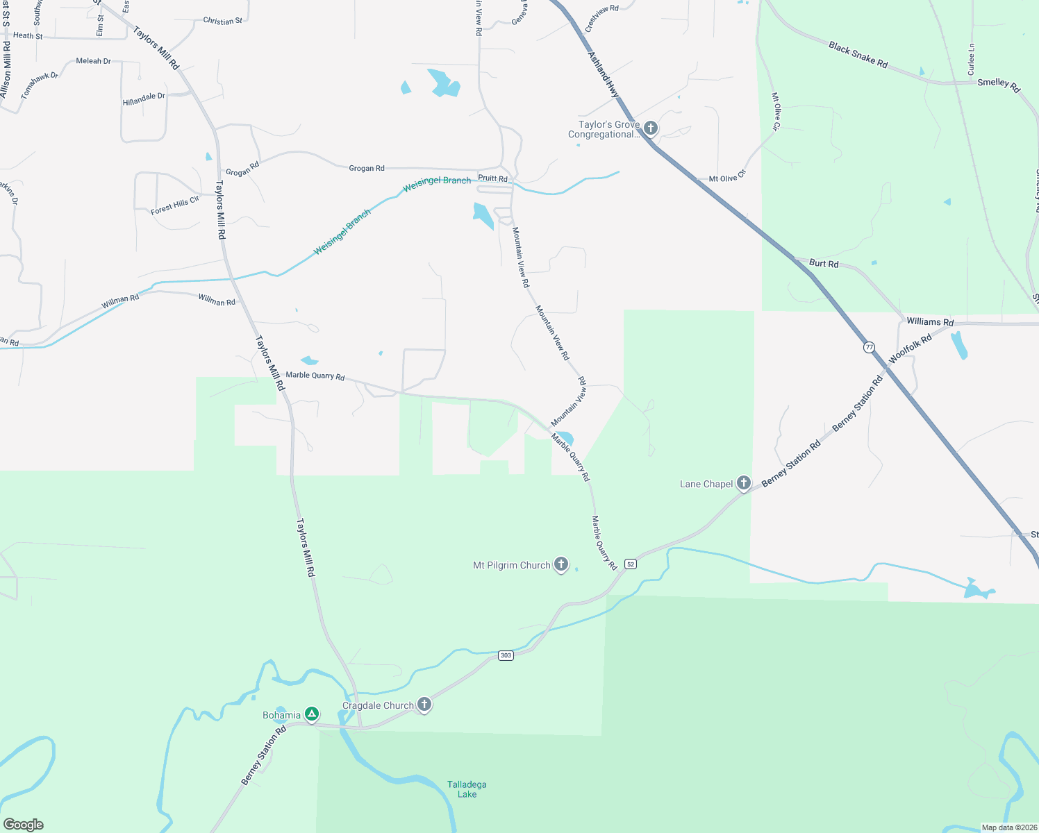 map of restaurants, bars, coffee shops, grocery stores, and more near 888 Marble Quarry Road in Talladega