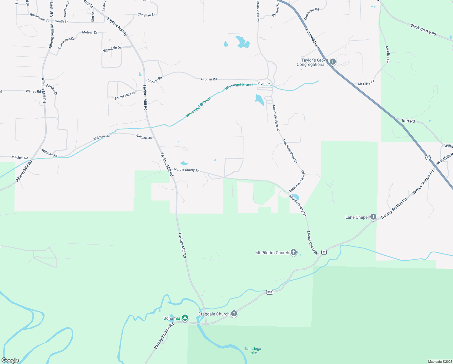 map of restaurants, bars, coffee shops, grocery stores, and more near 486 Marble Quarry Road in Talladega