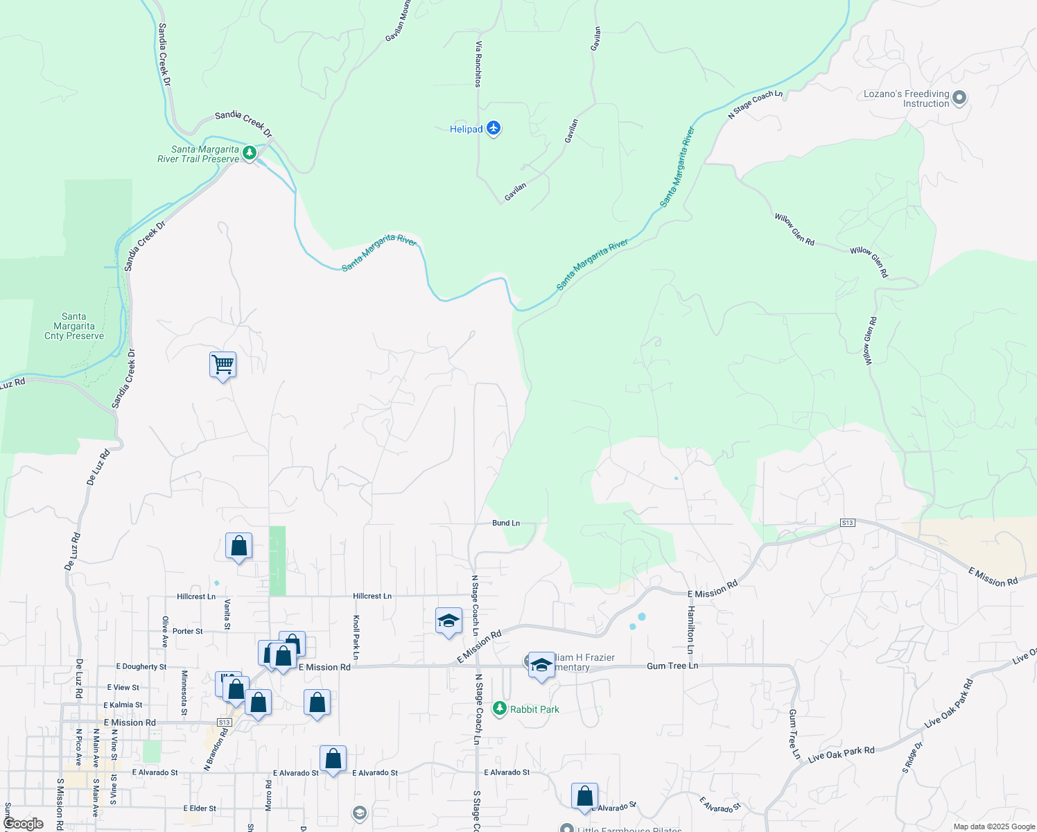 map of restaurants, bars, coffee shops, grocery stores, and more near 1615 Vista Del Lago in Fallbrook