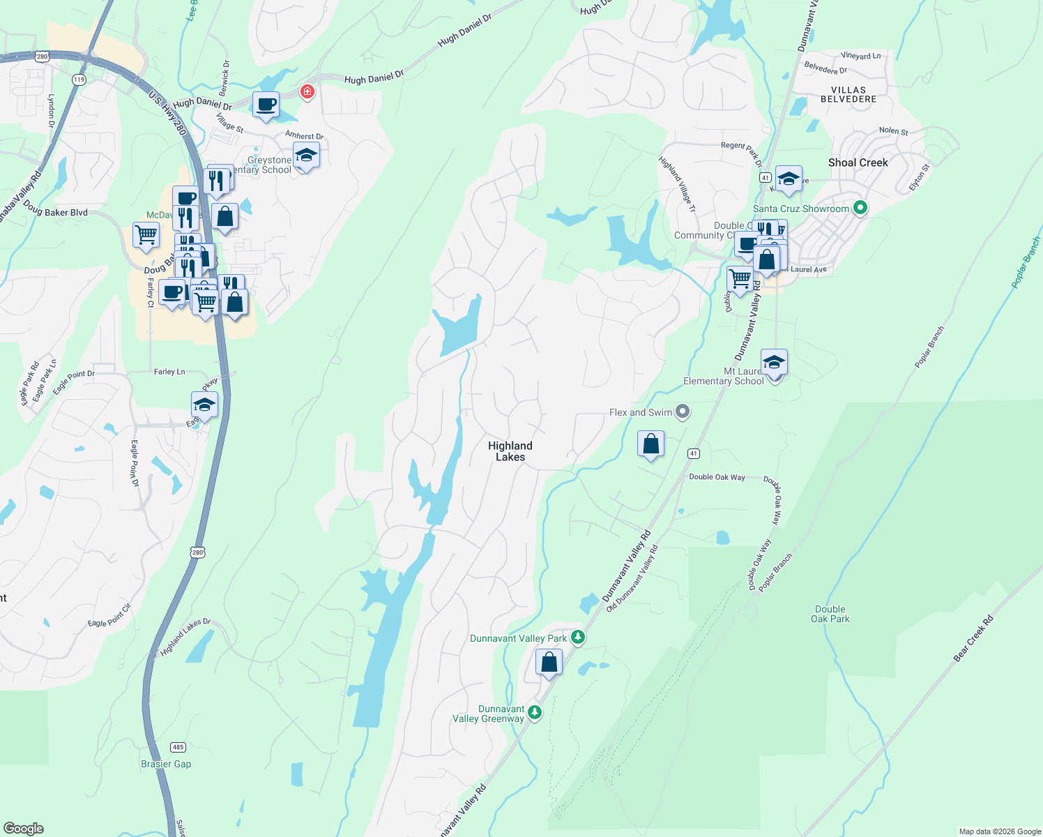 map of restaurants, bars, coffee shops, grocery stores, and more near 1014 Ashmore Lane in Birmingham