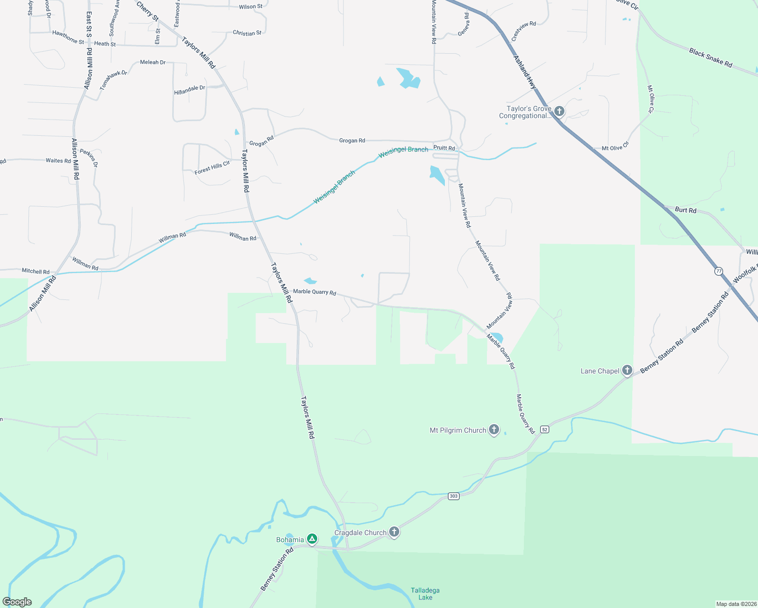 map of restaurants, bars, coffee shops, grocery stores, and more near 486 Marble Quarry Road in Talladega