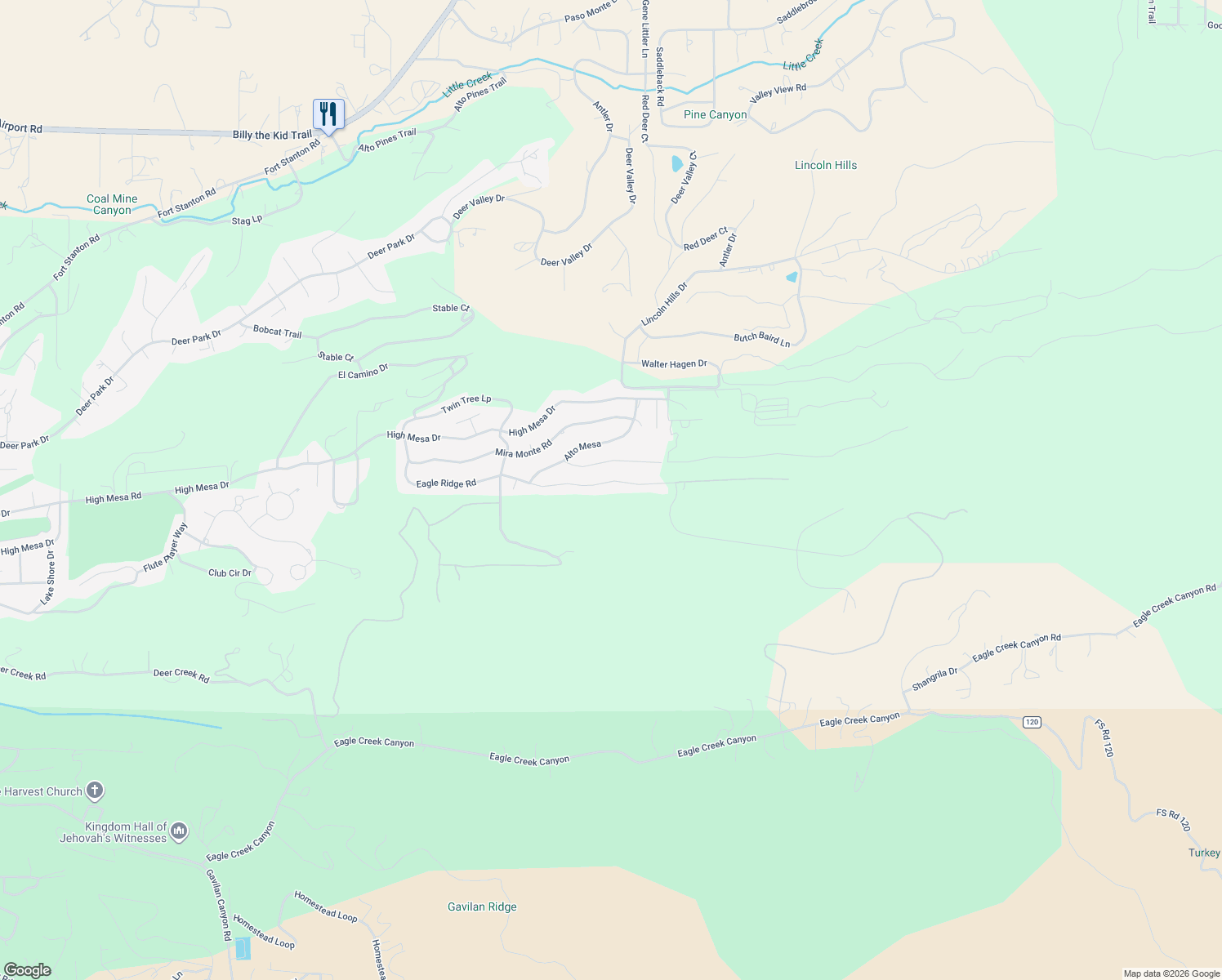 map of restaurants, bars, coffee shops, grocery stores, and more near 186 Eagle Ridge Road in Alto