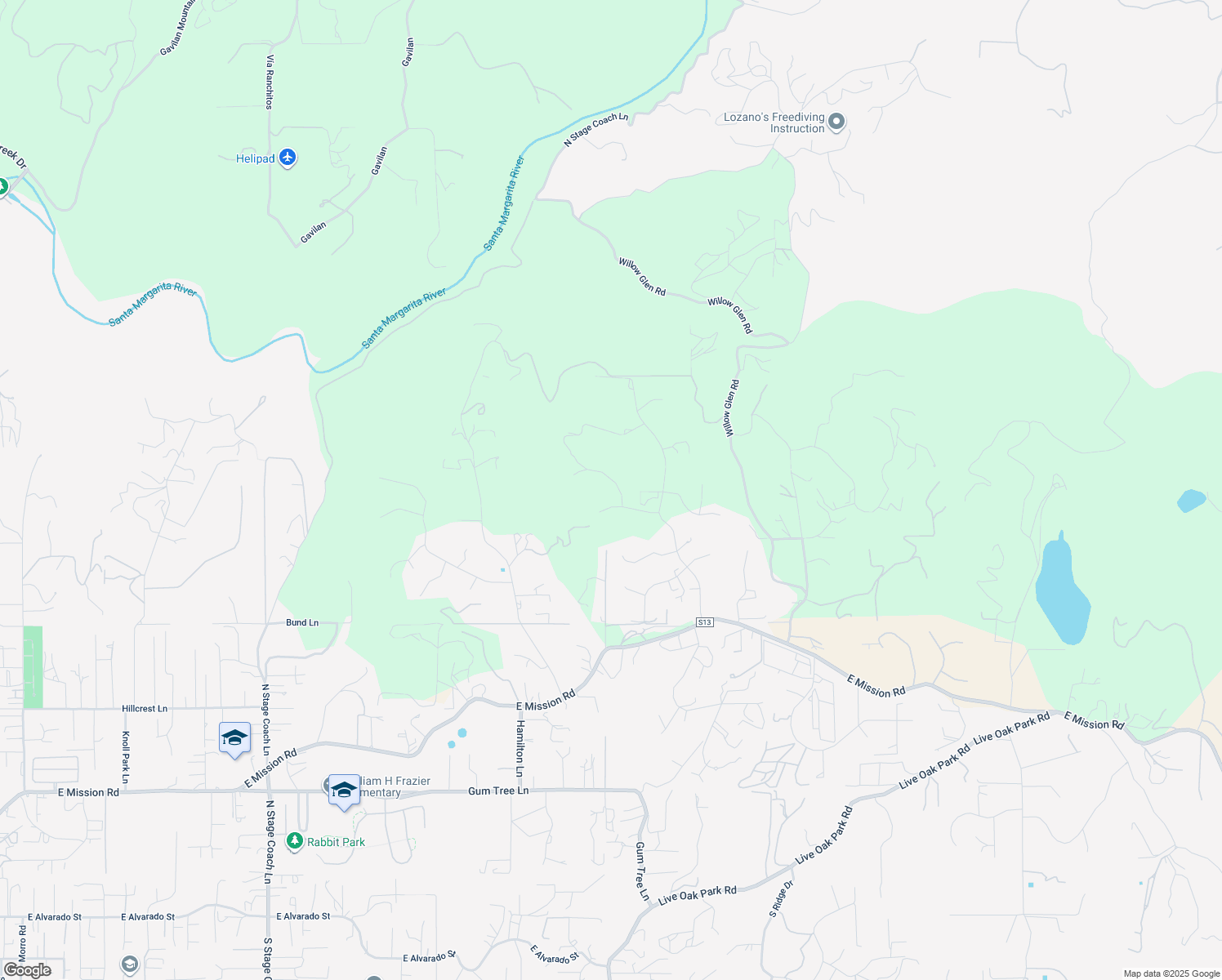 map of restaurants, bars, coffee shops, grocery stores, and more near 1524 Zutano Lane in Fallbrook