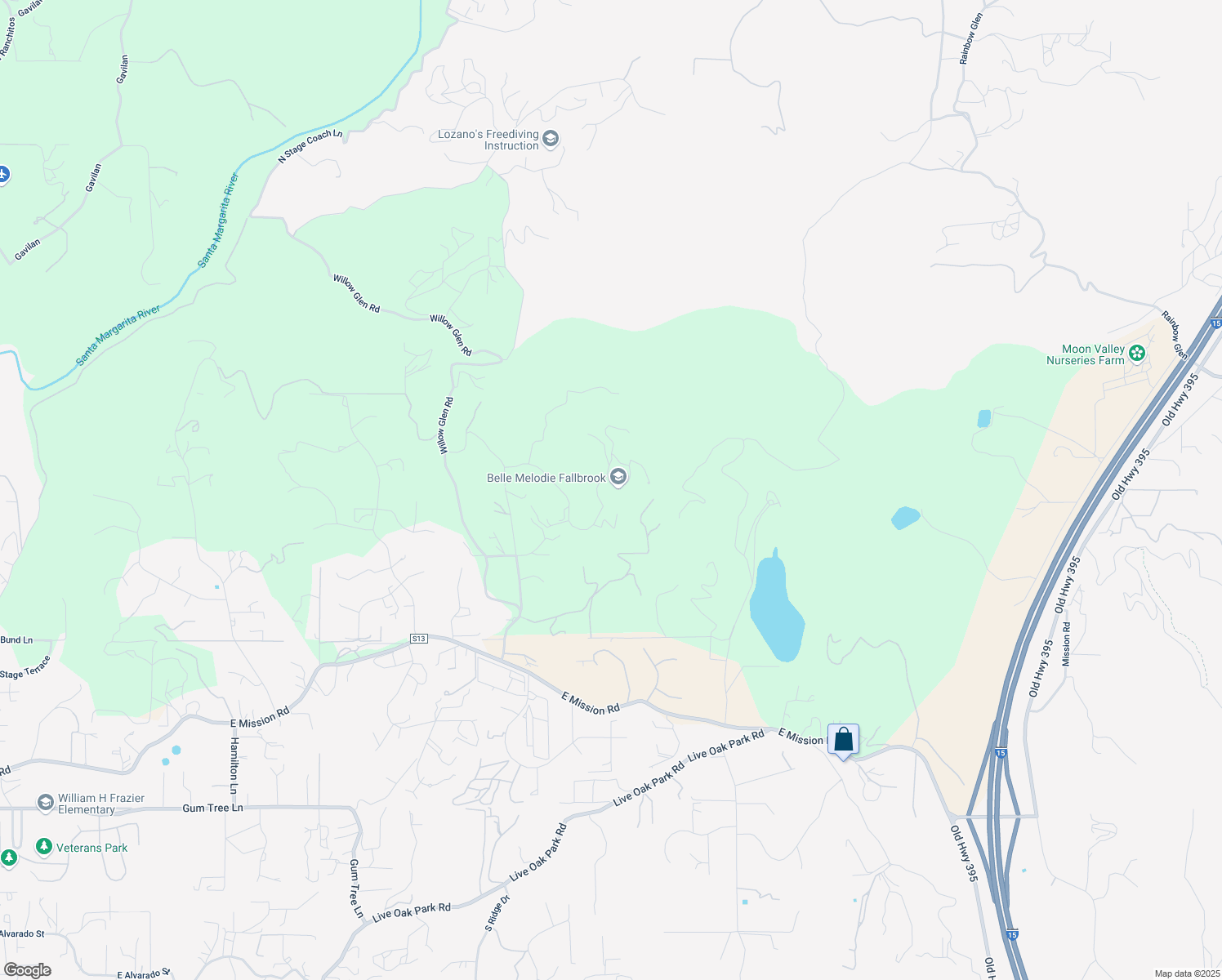 map of restaurants, bars, coffee shops, grocery stores, and more near 3335 Red Mountain Heights Drive in Fallbrook