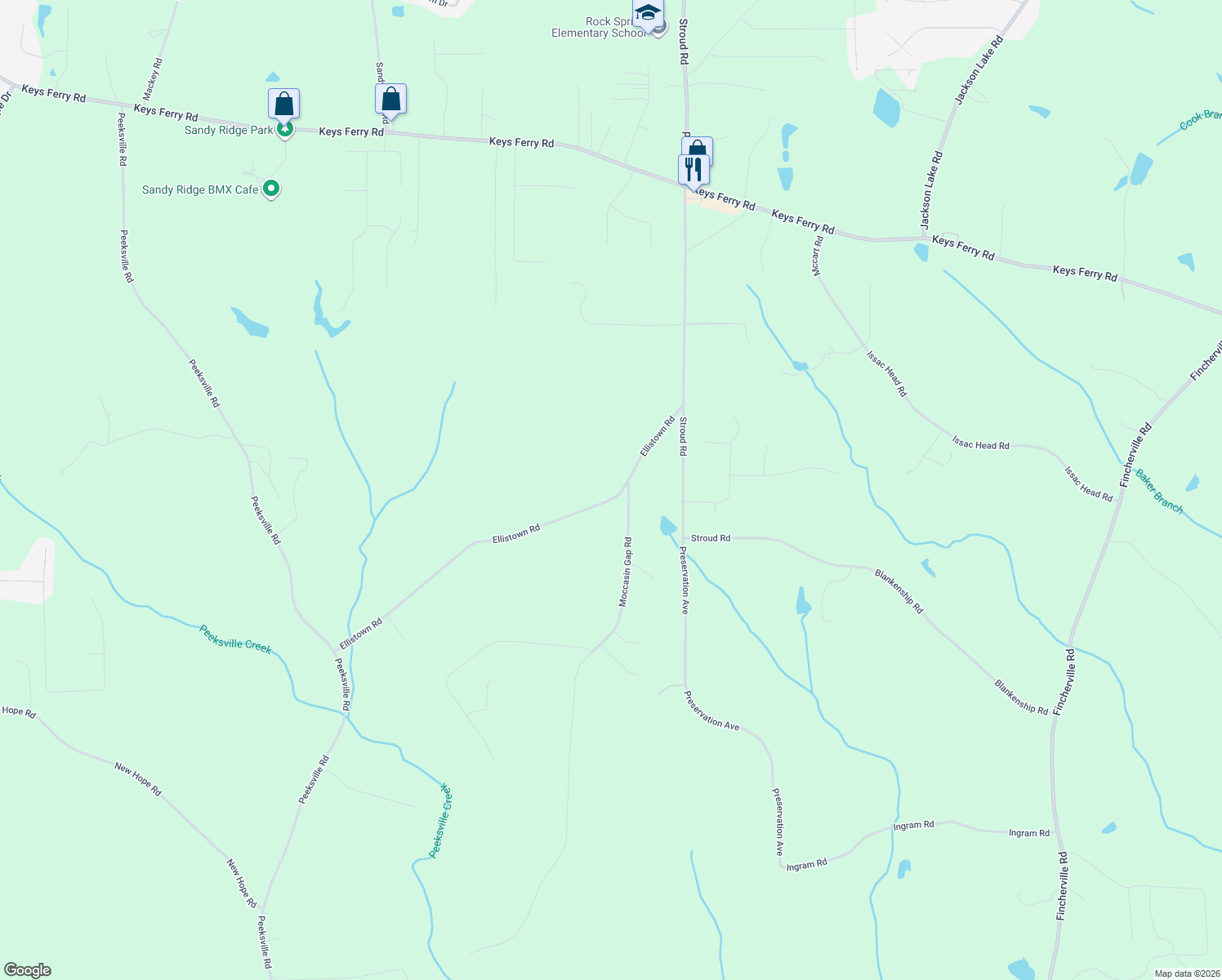 map of restaurants, bars, coffee shops, grocery stores, and more near 156 Ellistown Road in Jackson
