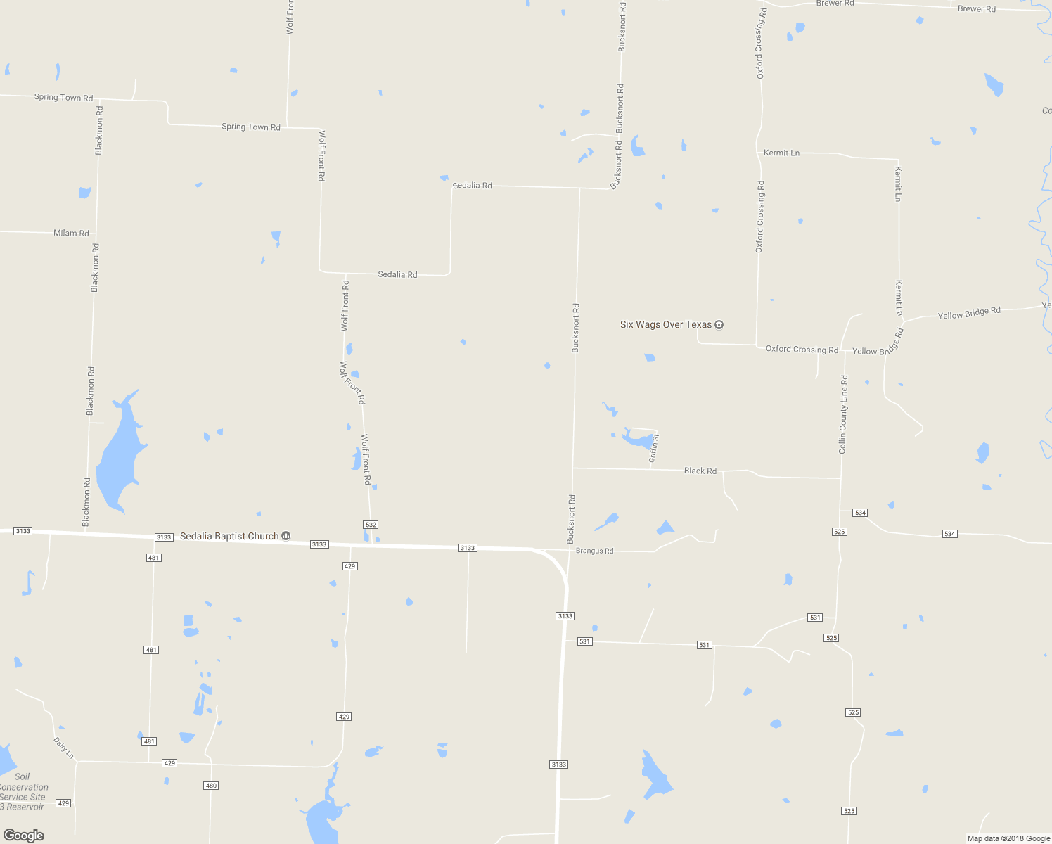 map of restaurants, bars, coffee shops, grocery stores, and more near 2209 Bucksnort Road in Van Alstyne