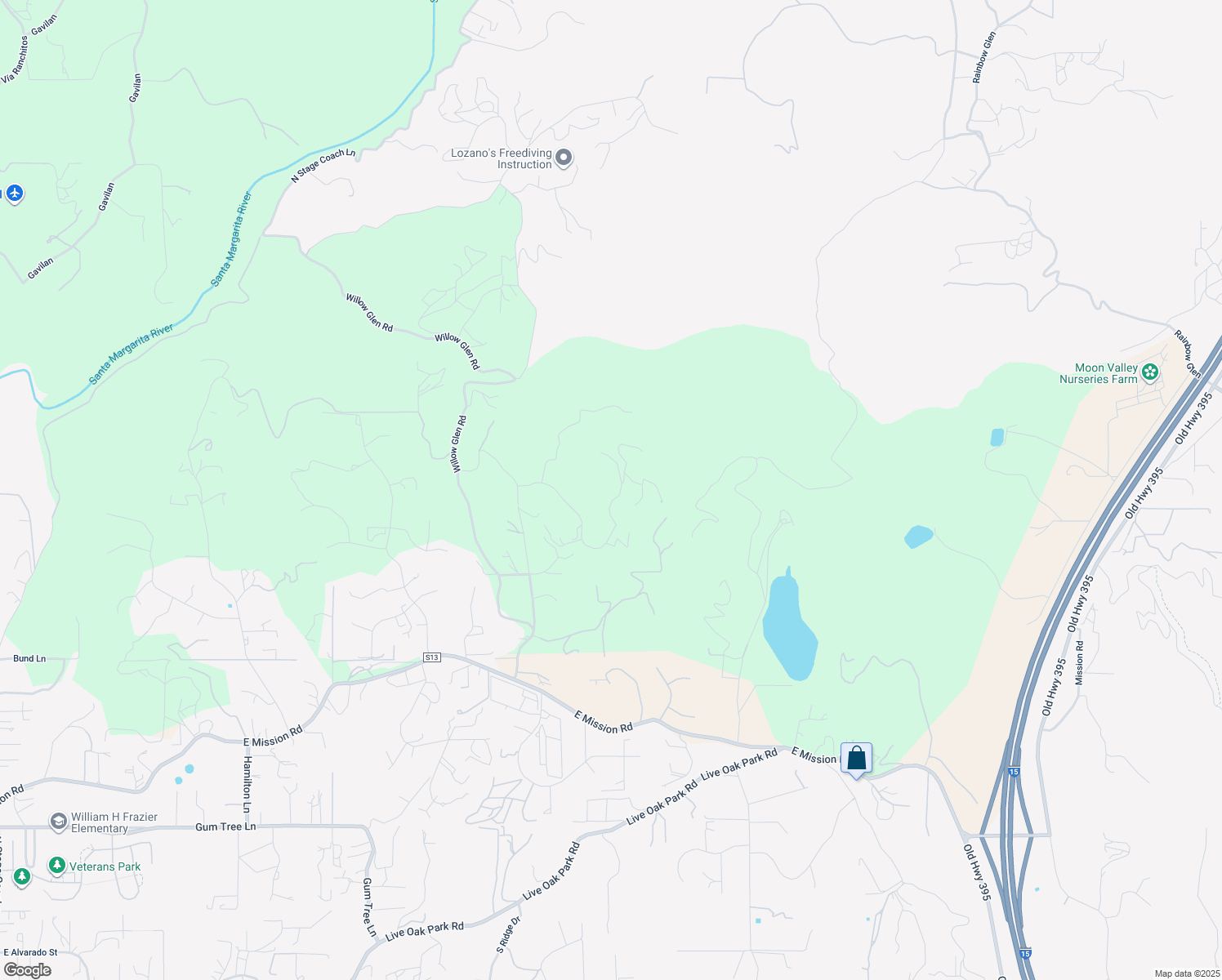 map of restaurants, bars, coffee shops, grocery stores, and more near 3210 Red Mountain Heights Drive in Fallbrook