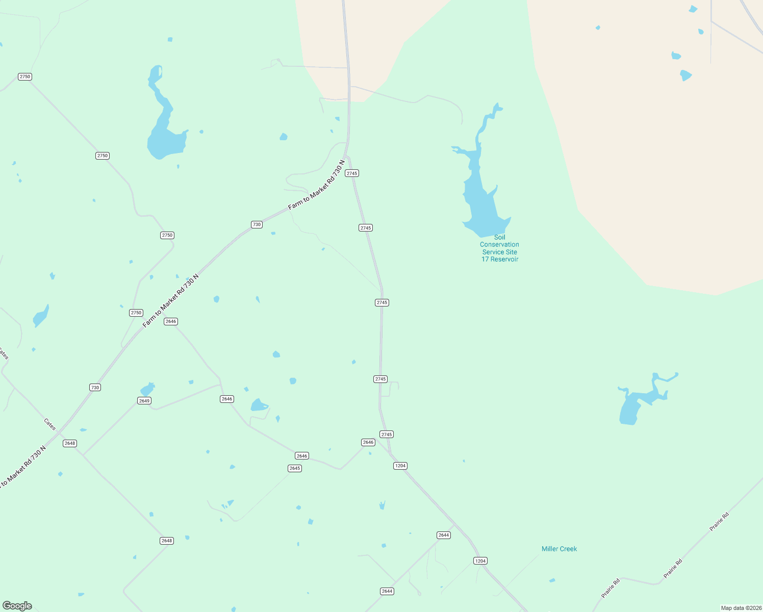 map of restaurants, bars, coffee shops, grocery stores, and more near County Road 2745 in Decatur