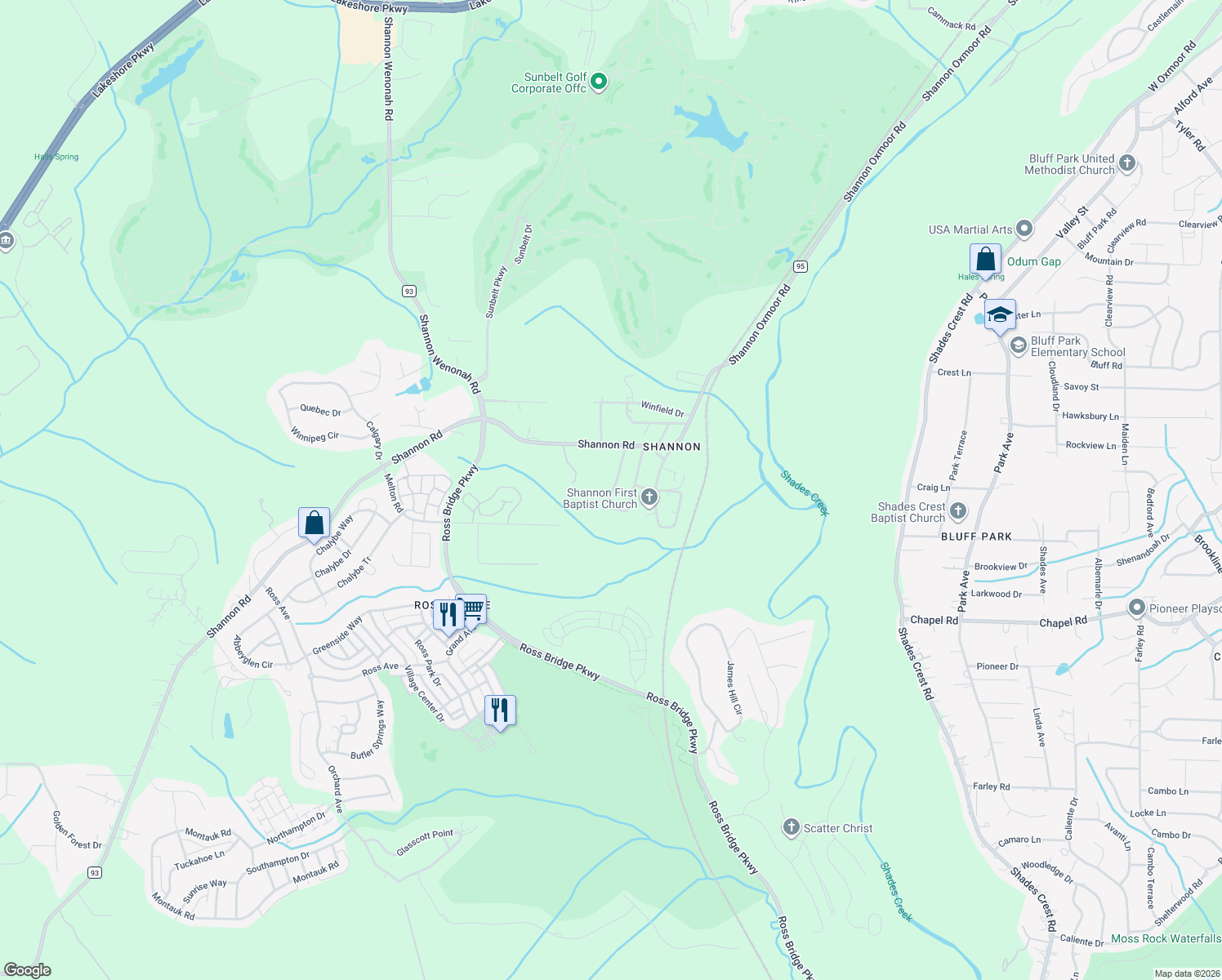 map of restaurants, bars, coffee shops, grocery stores, and more near 246 Morris St in Bessemer