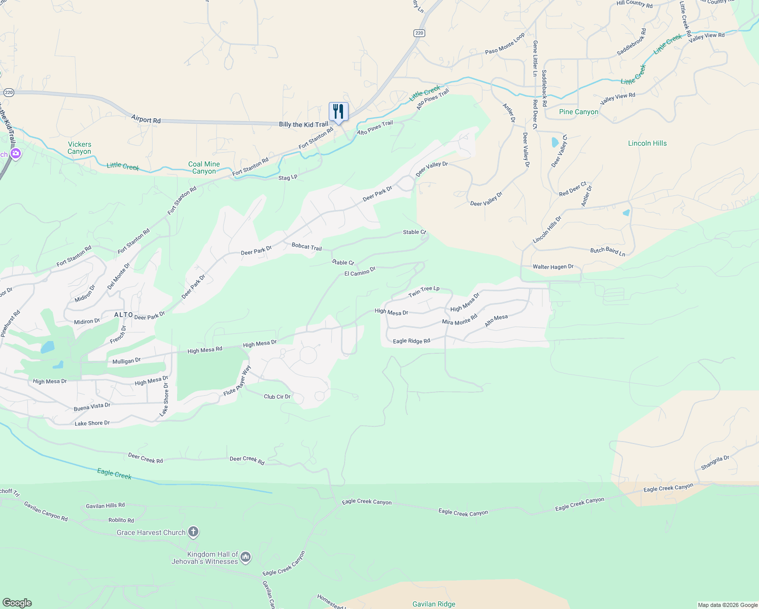 map of restaurants, bars, coffee shops, grocery stores, and more near 104 Twin Tree Road in Alto