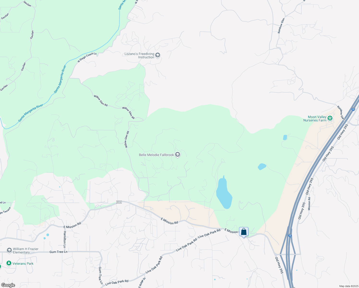 map of restaurants, bars, coffee shops, grocery stores, and more near 3351 Red Mountain Heights Drive in Fallbrook