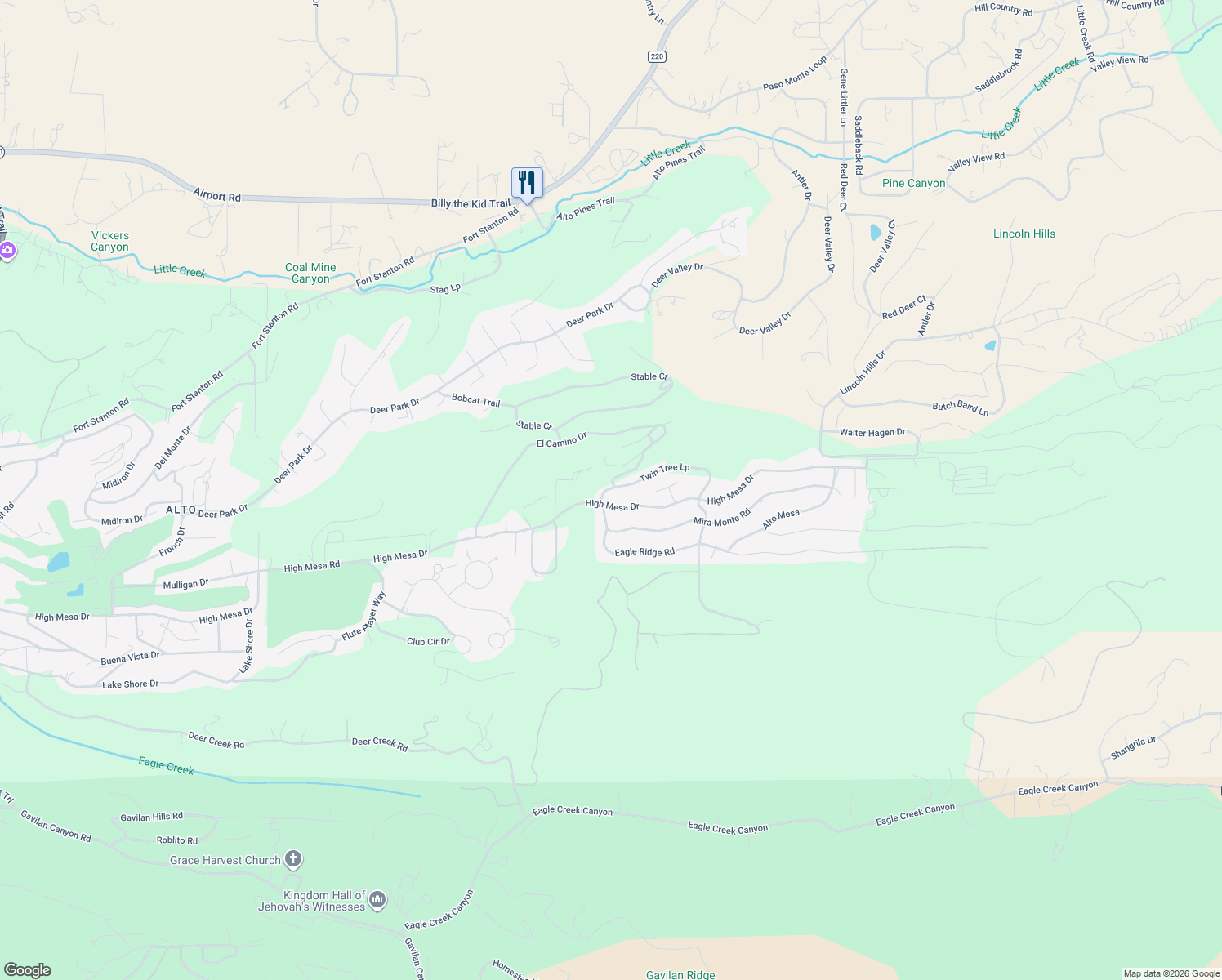 map of restaurants, bars, coffee shops, grocery stores, and more near 104 Twin Tree Road in Alto