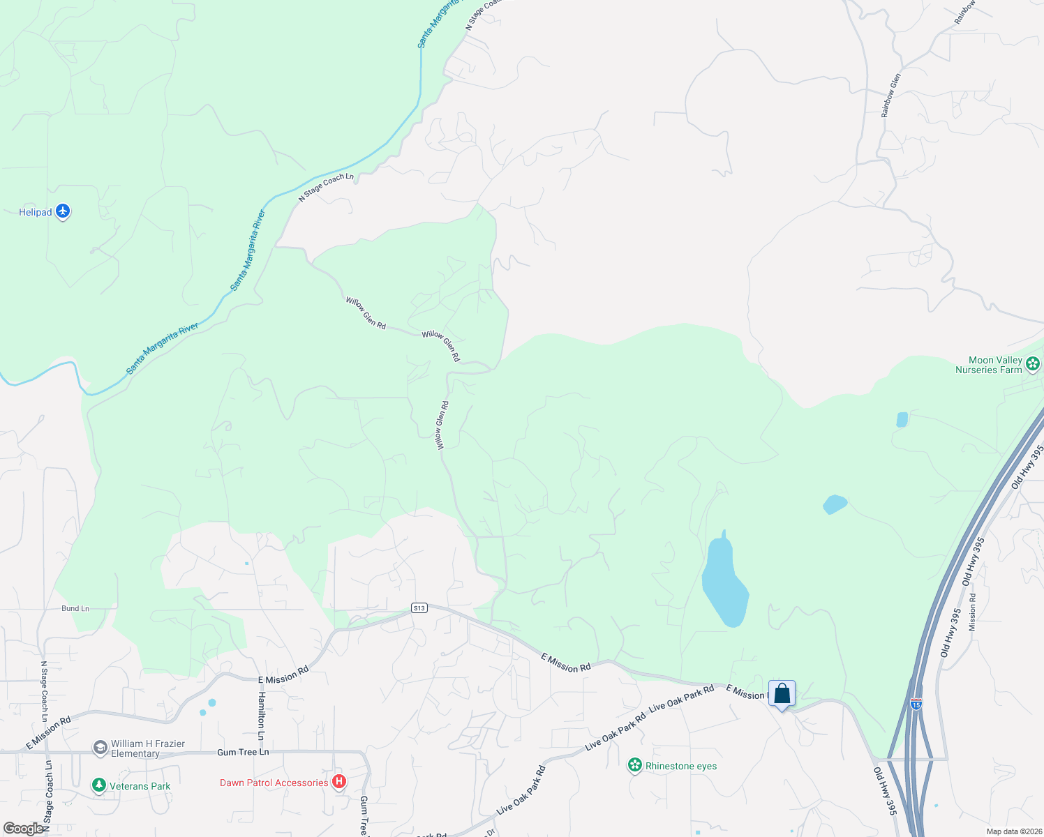 map of restaurants, bars, coffee shops, grocery stores, and more near 3018 Red Mountain Heights Drive in Fallbrook