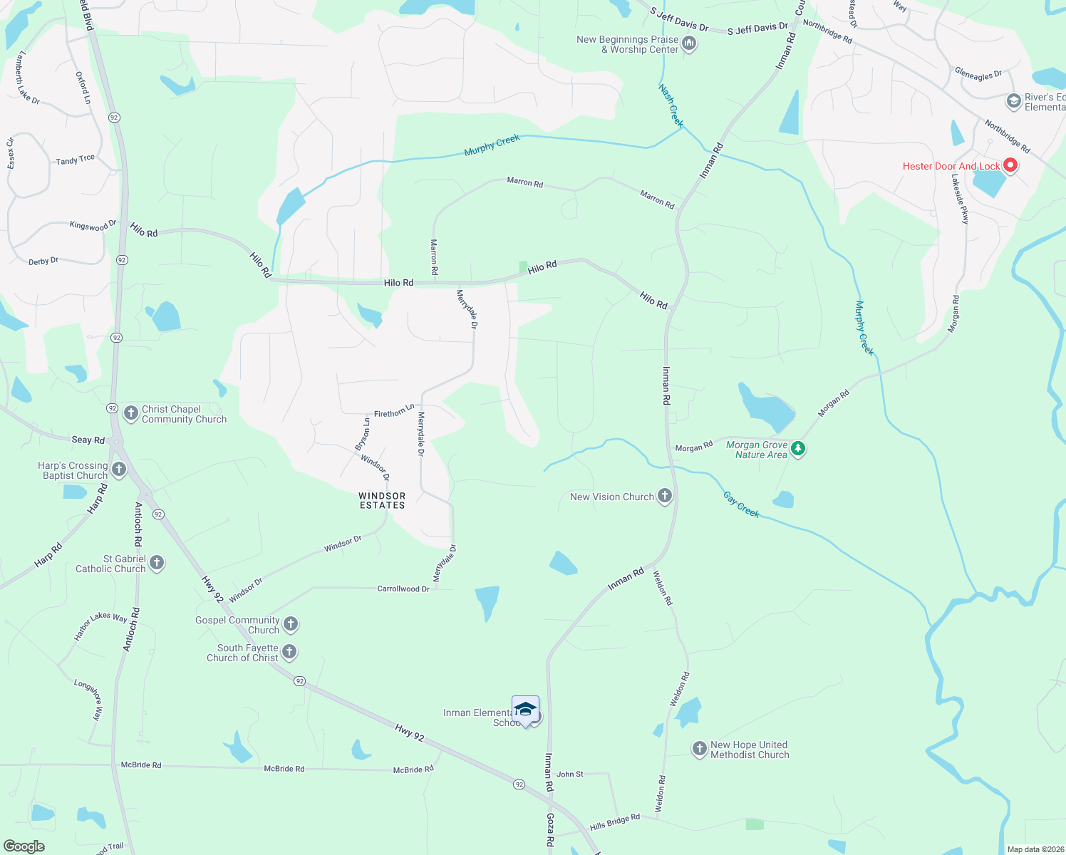 map of restaurants, bars, coffee shops, grocery stores, and more near 270 Brookwood Lane in Fayetteville