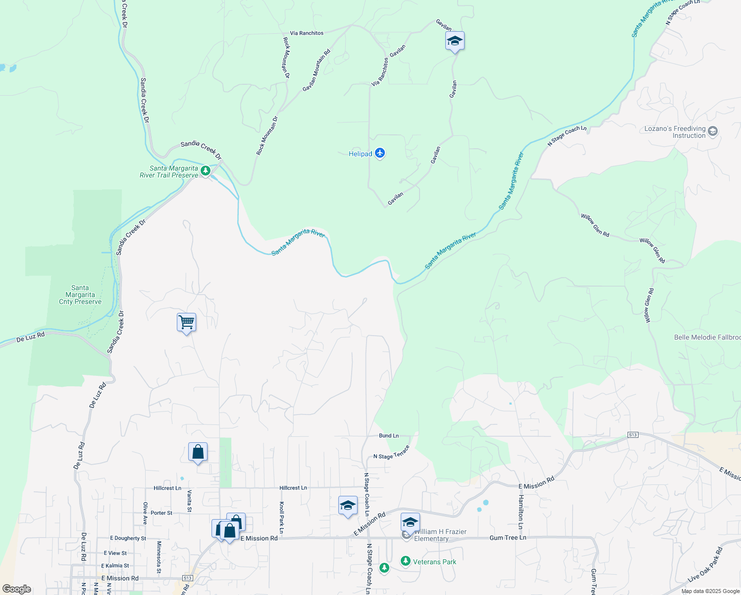 map of restaurants, bars, coffee shops, grocery stores, and more near 1771 Vista Del Lago in Fallbrook