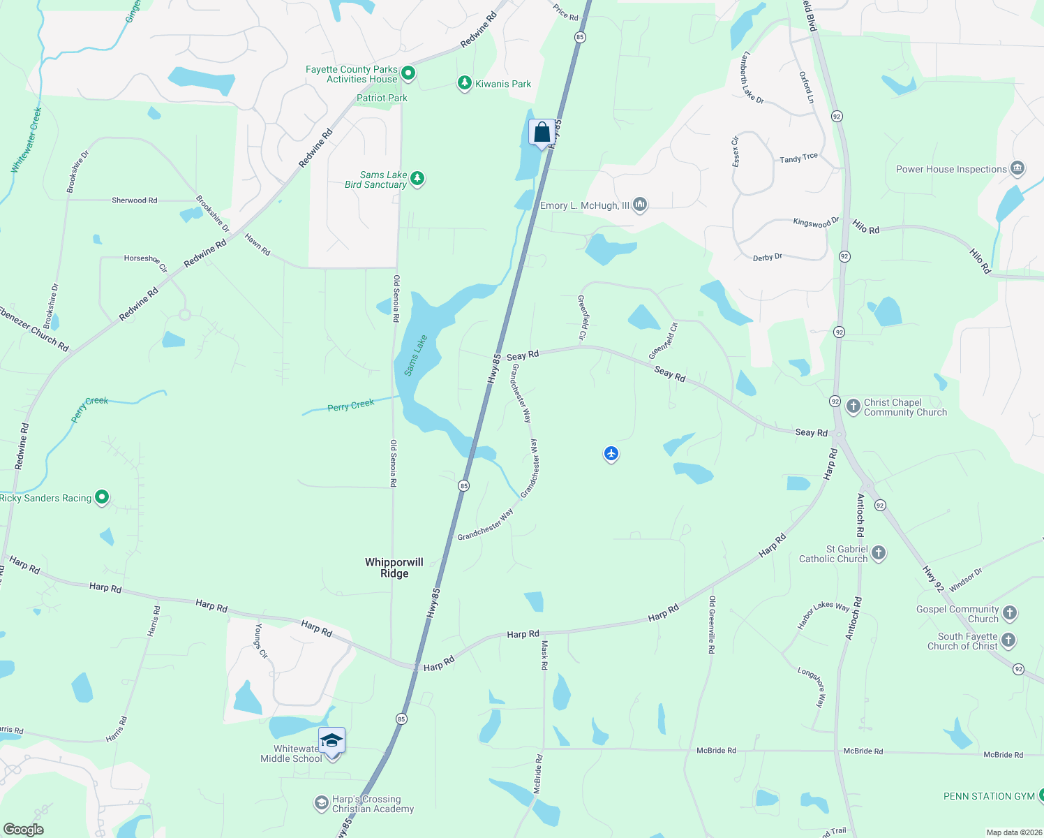 map of restaurants, bars, coffee shops, grocery stores, and more near 165 Grandchester Way in Fayetteville