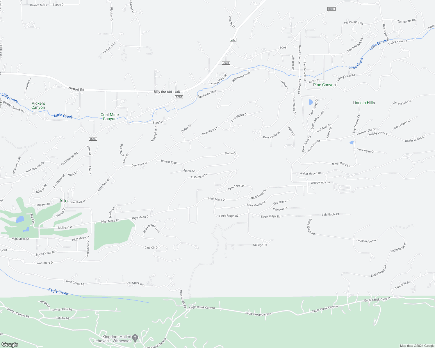 map of restaurants, bars, coffee shops, grocery stores, and more near El Camino Drive in Alto