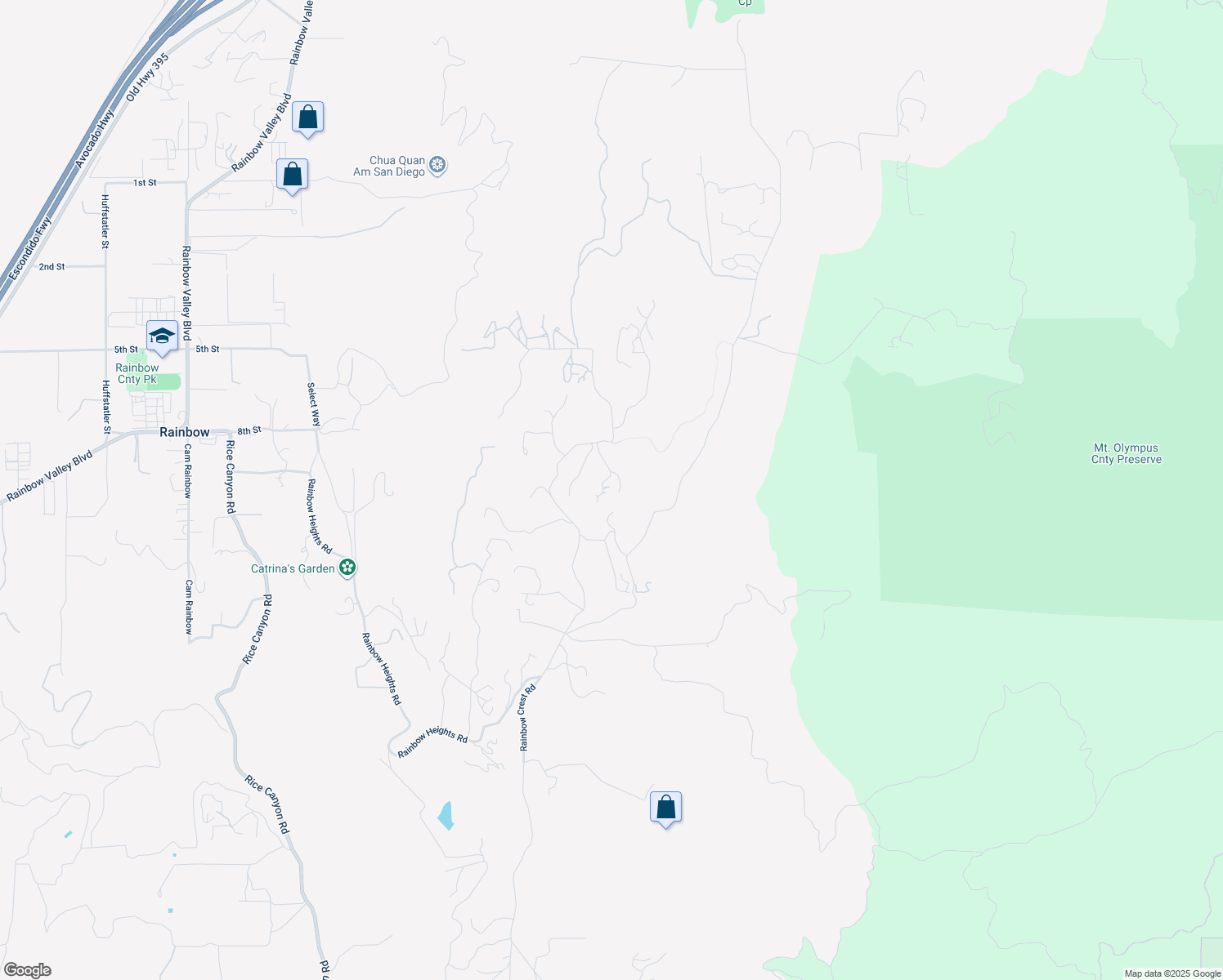 map of restaurants, bars, coffee shops, grocery stores, and more near 6767 Rainbow Heights Road in Fallbrook