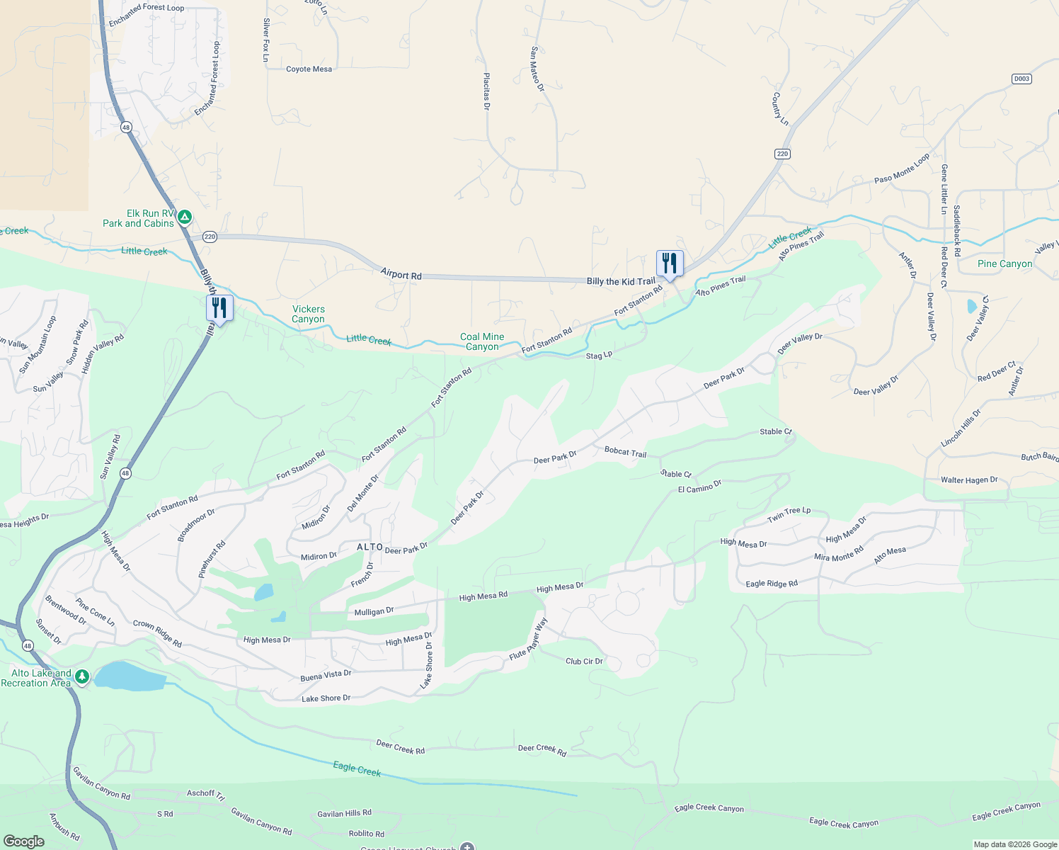 map of restaurants, bars, coffee shops, grocery stores, and more near 100-110 Fawn Drive in Alto