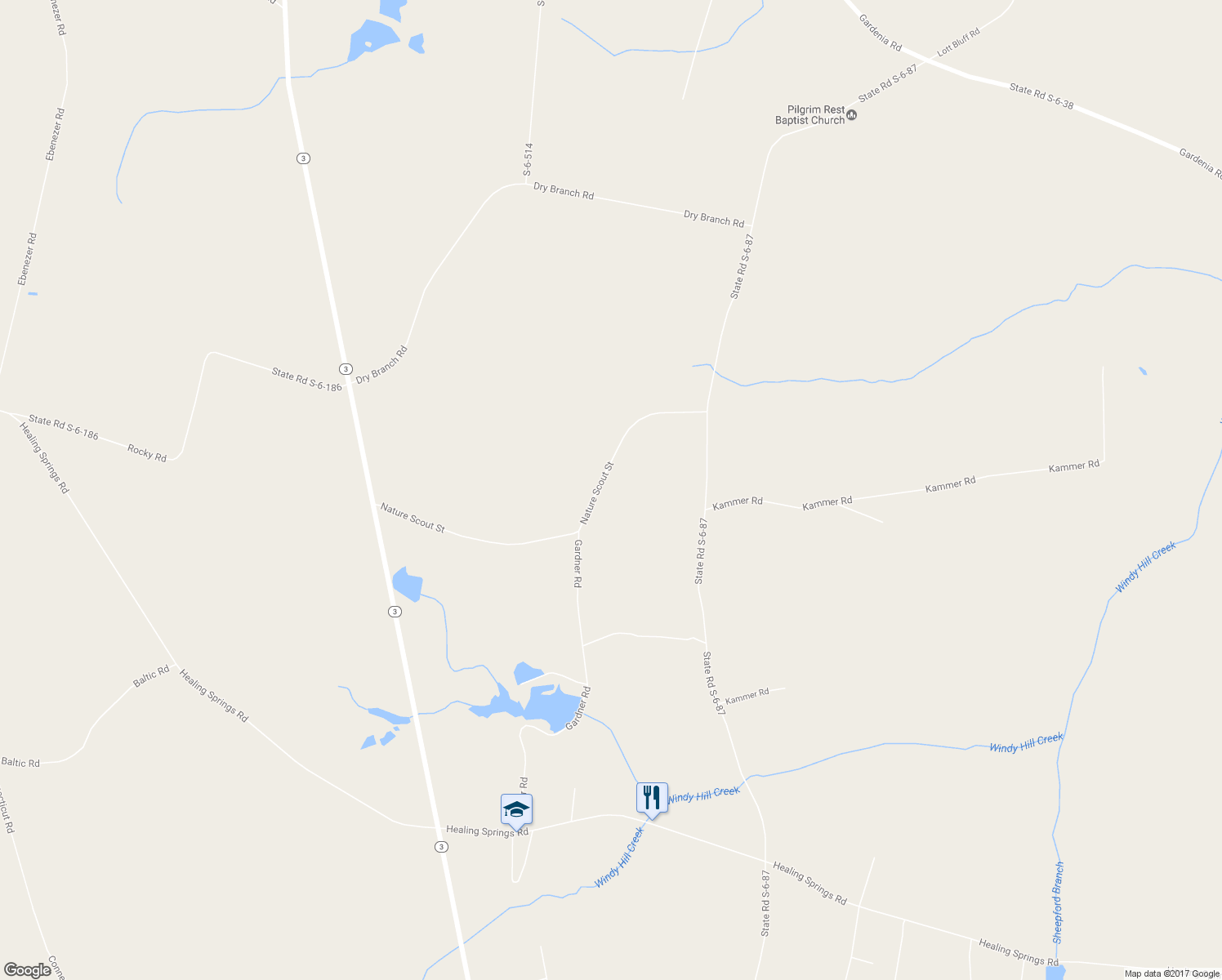 map of restaurants, bars, coffee shops, grocery stores, and more near 798 Nature Scout Street in Blackville