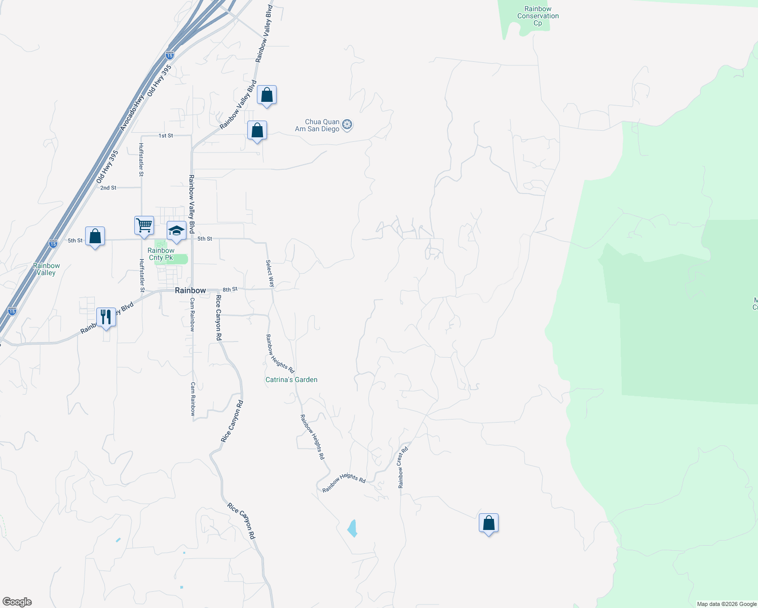 map of restaurants, bars, coffee shops, grocery stores, and more near 1991 Vía Ladera in Fallbrook