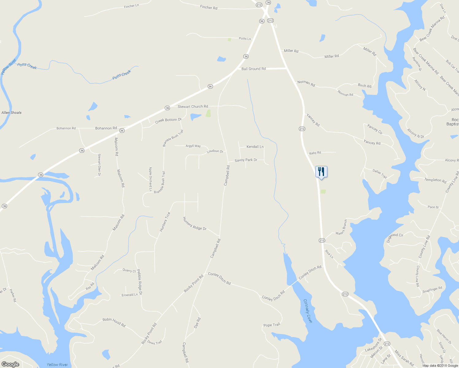 map of restaurants, bars, coffee shops, grocery stores, and more near 489 Campbell Road in Covington