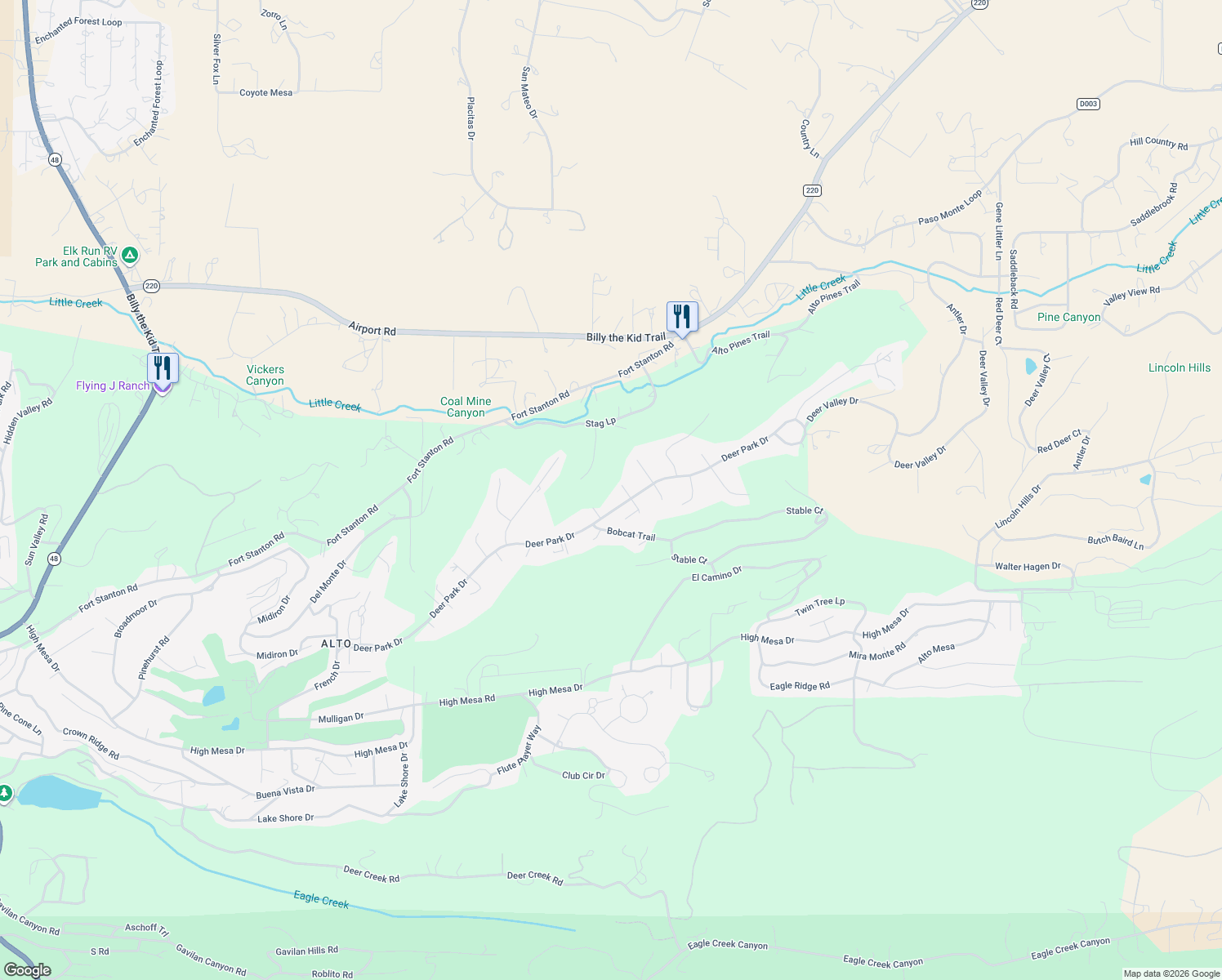 map of restaurants, bars, coffee shops, grocery stores, and more near 181 Deer Park Drive in Alto