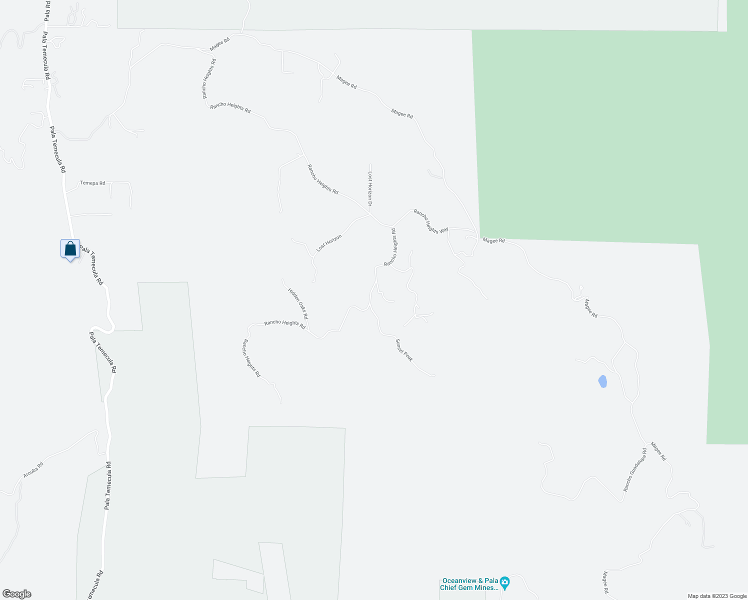 map of restaurants, bars, coffee shops, grocery stores, and more near 13070 Rancho Heights Road in Pala