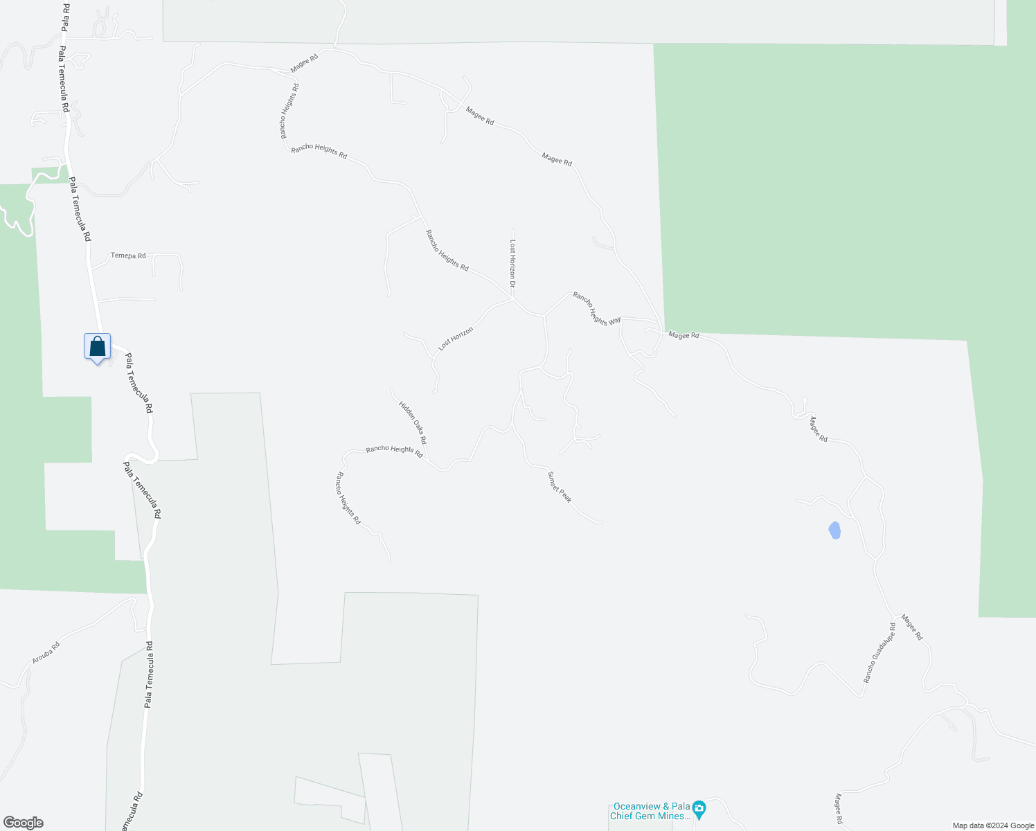 map of restaurants, bars, coffee shops, grocery stores, and more near 13070 Rancho Heights Road in Pala