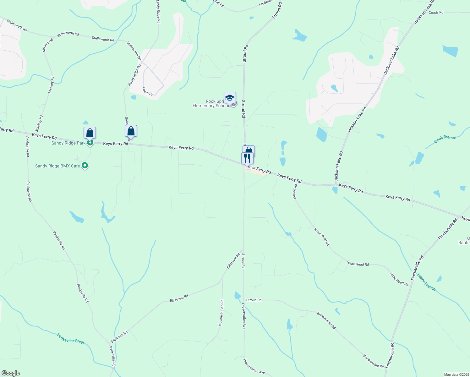 map of restaurants, bars, coffee shops, grocery stores, and more near 231 Aves Court in McDonough