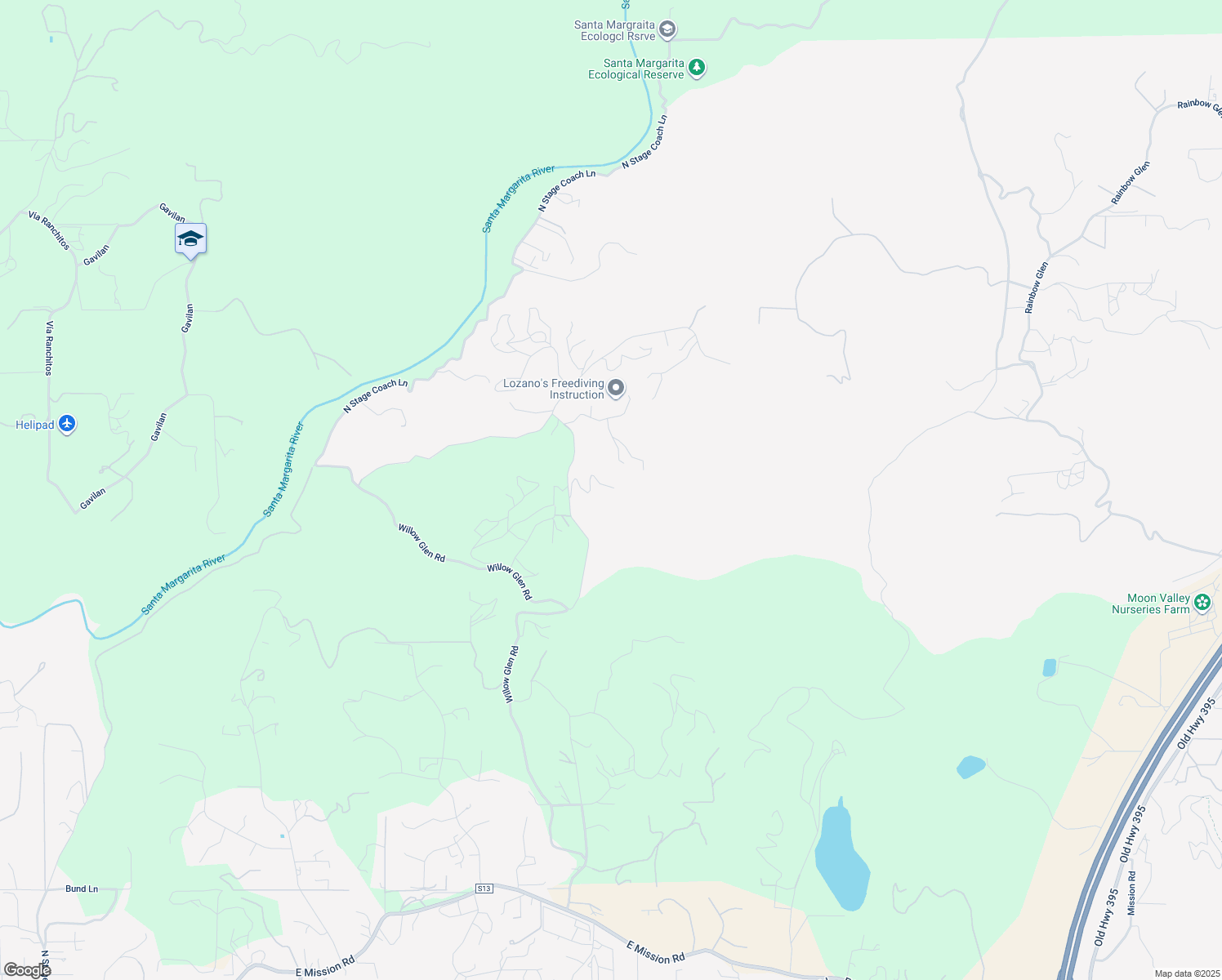 map of restaurants, bars, coffee shops, grocery stores, and more near 2247 Margarita Glen in Fallbrook
