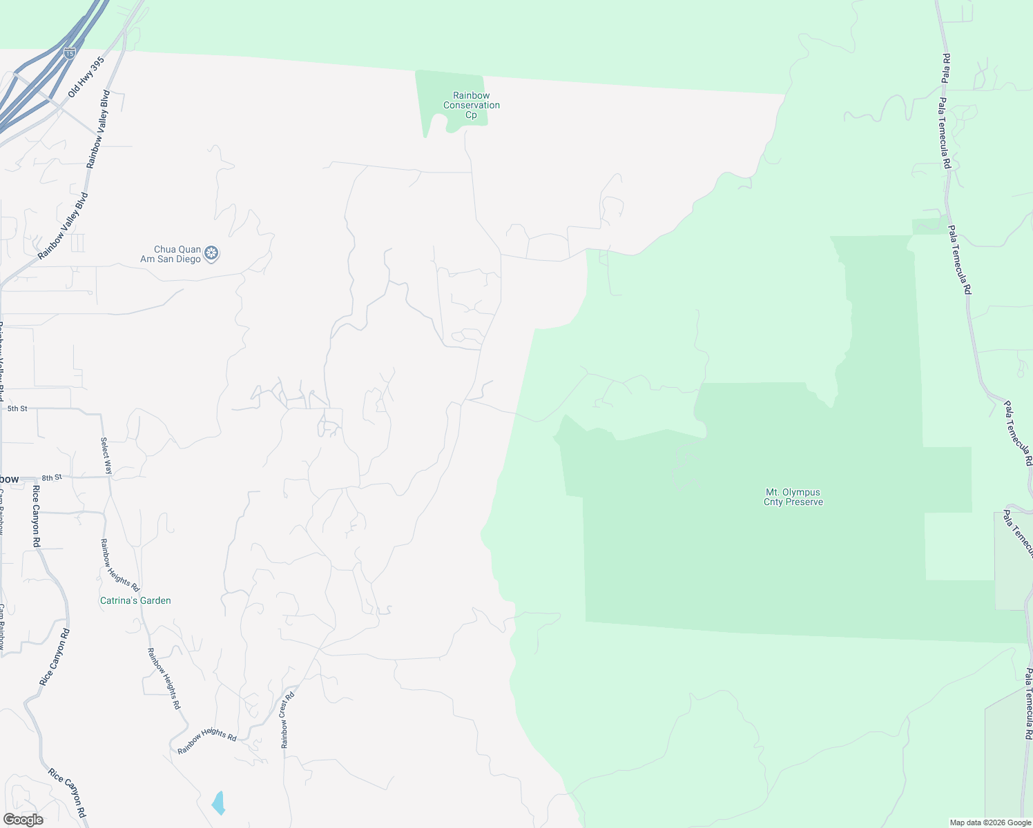 map of restaurants, bars, coffee shops, grocery stores, and more near 9407 Mount Olympus Valley Road in Fallbrook