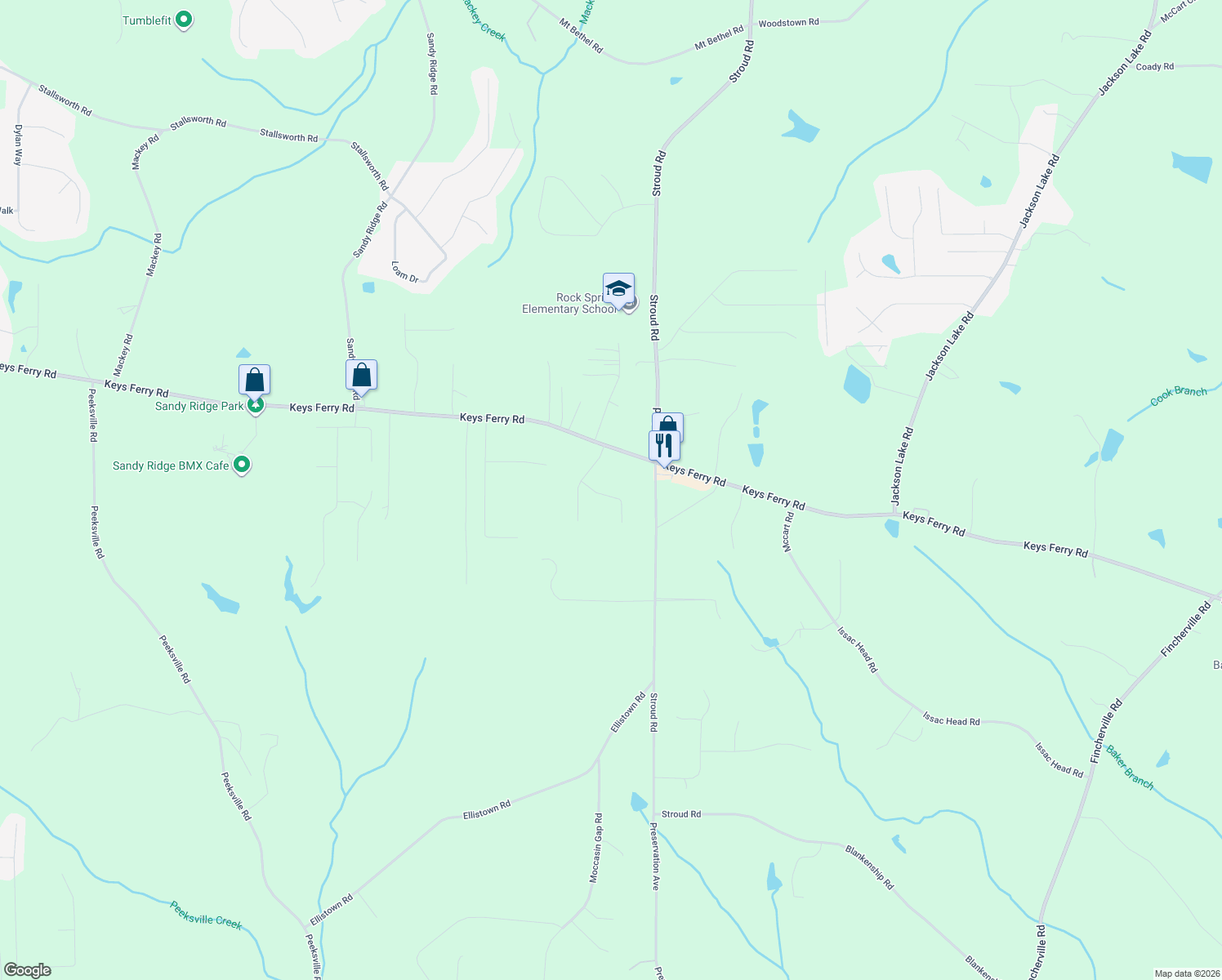 map of restaurants, bars, coffee shops, grocery stores, and more near 209 Aves Court in McDonough