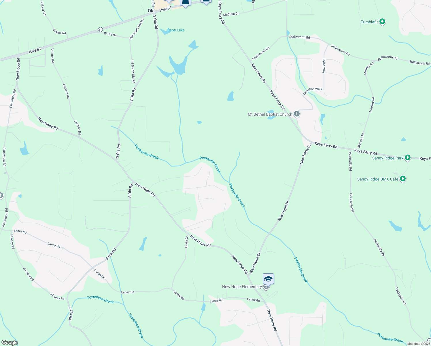 map of restaurants, bars, coffee shops, grocery stores, and more near 312 Mae Ct in McDonough