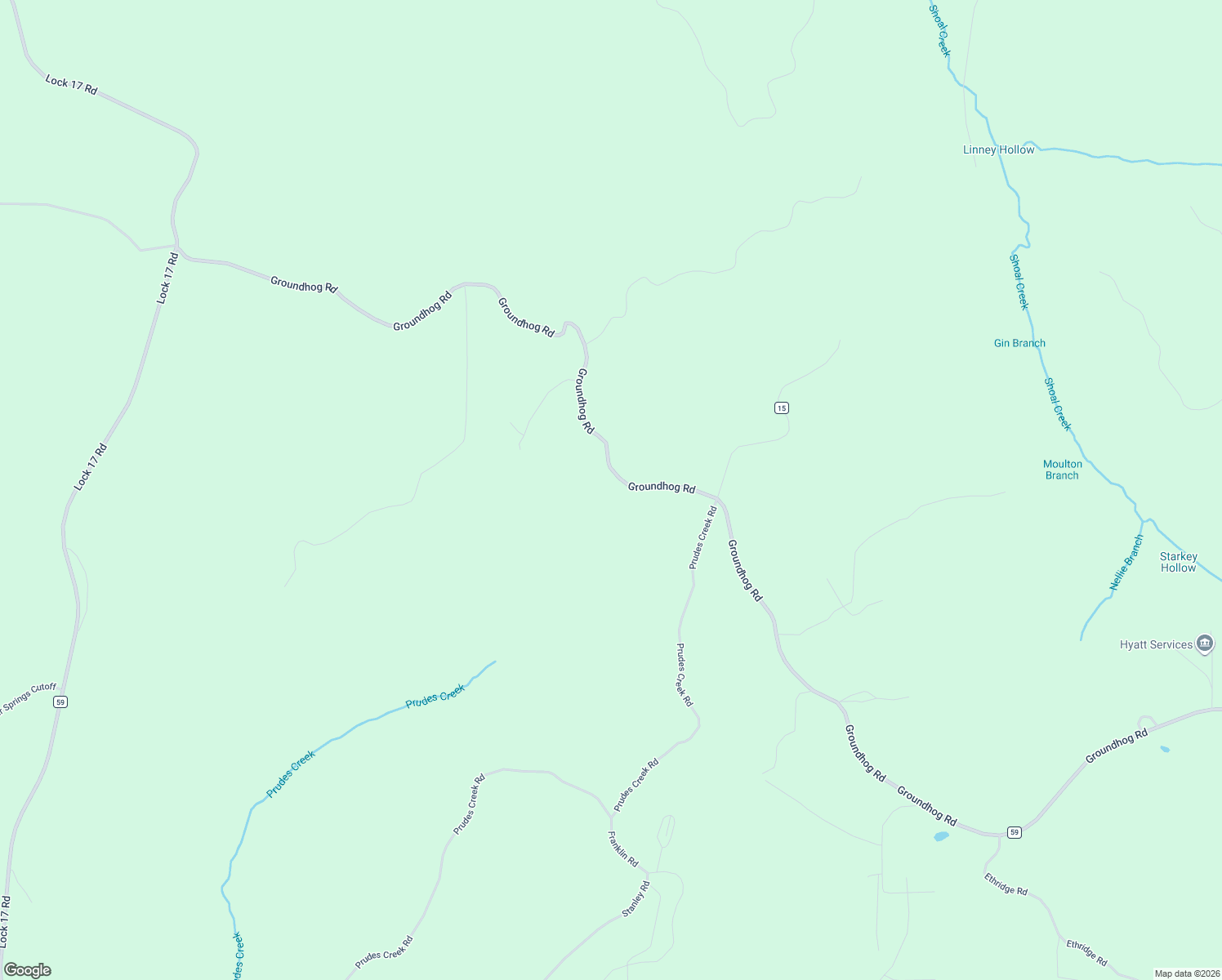 map of restaurants, bars, coffee shops, grocery stores, and more near 12310 Groundhog Road in Adger