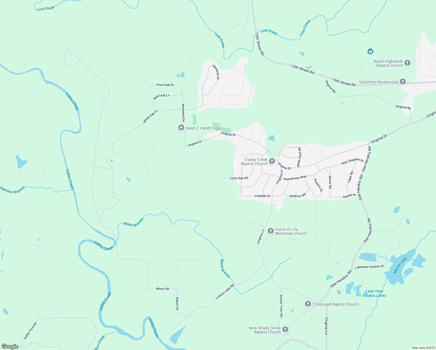 map of restaurants, bars, coffee shops, grocery stores, and more near 3417 Lone Oak Lane in Hueytown