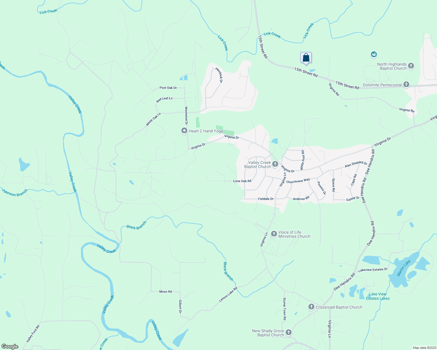 map of restaurants, bars, coffee shops, grocery stores, and more near 3417 Lone Oak Lane in Hueytown