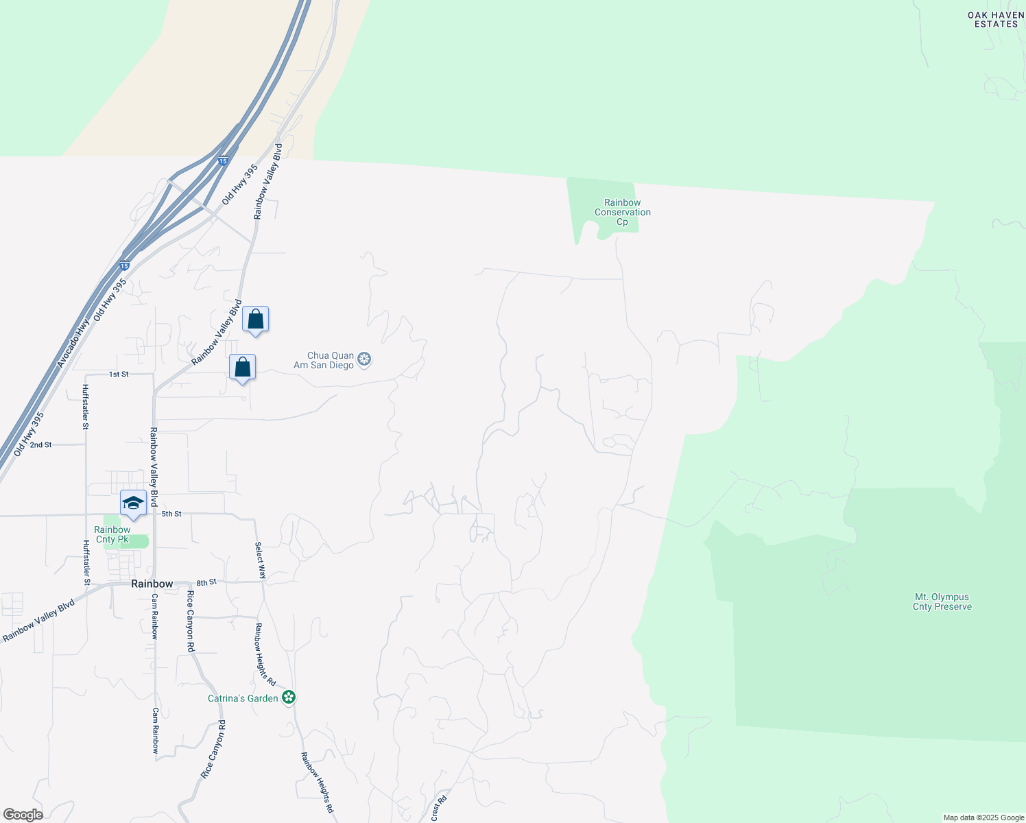 map of restaurants, bars, coffee shops, grocery stores, and more near Rainbow Peaks Trail in Rainbow