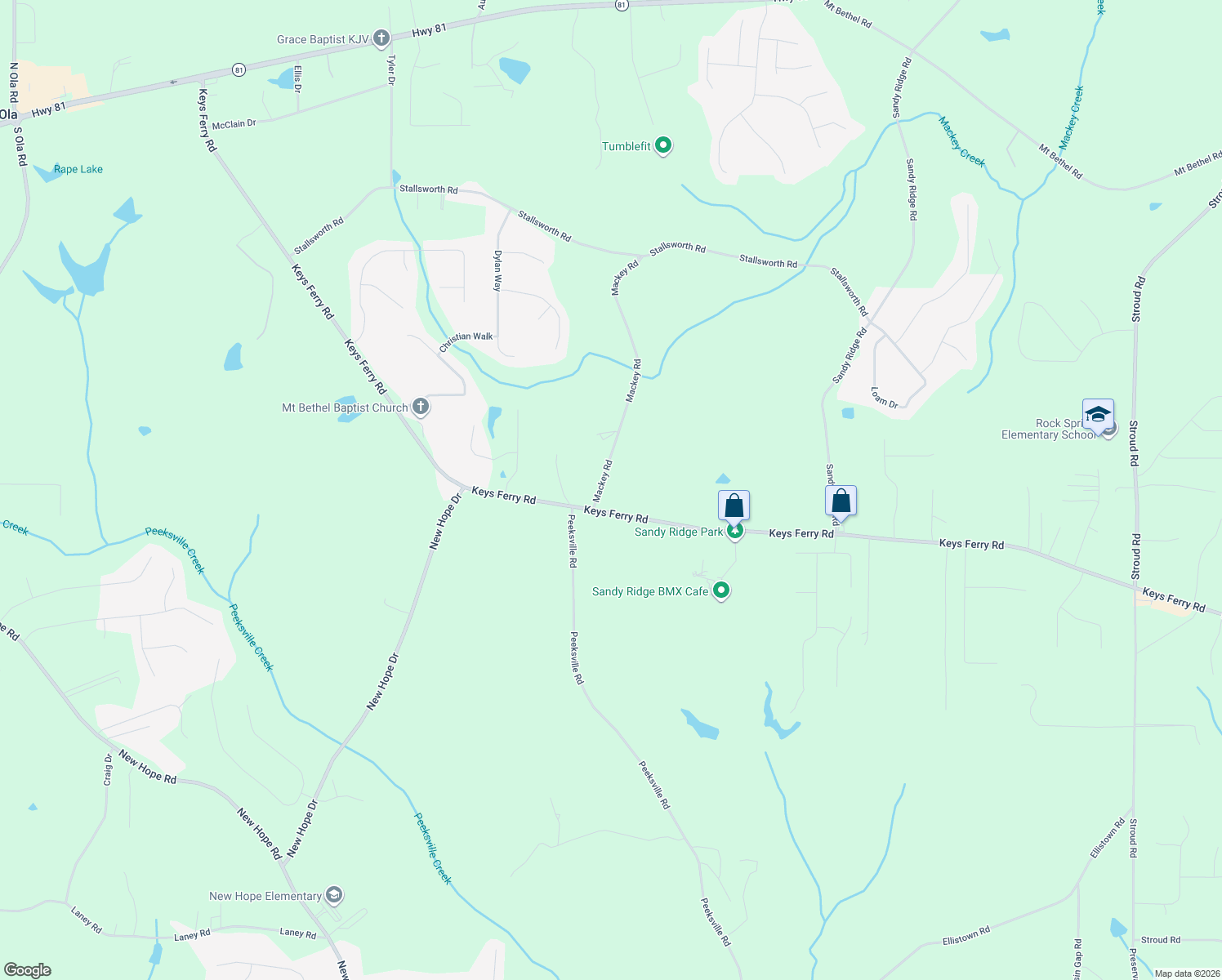 map of restaurants, bars, coffee shops, grocery stores, and more near 975 Keys Ferry Rd in McDonough