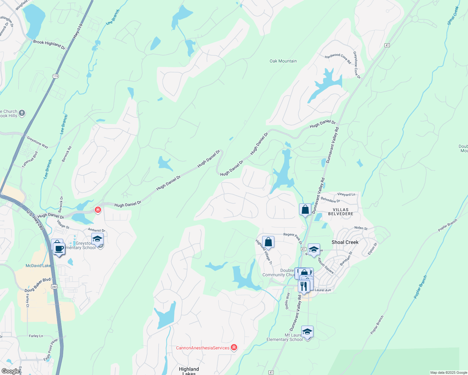 map of restaurants, bars, coffee shops, grocery stores, and more near 4013 Milner Way in Birmingham