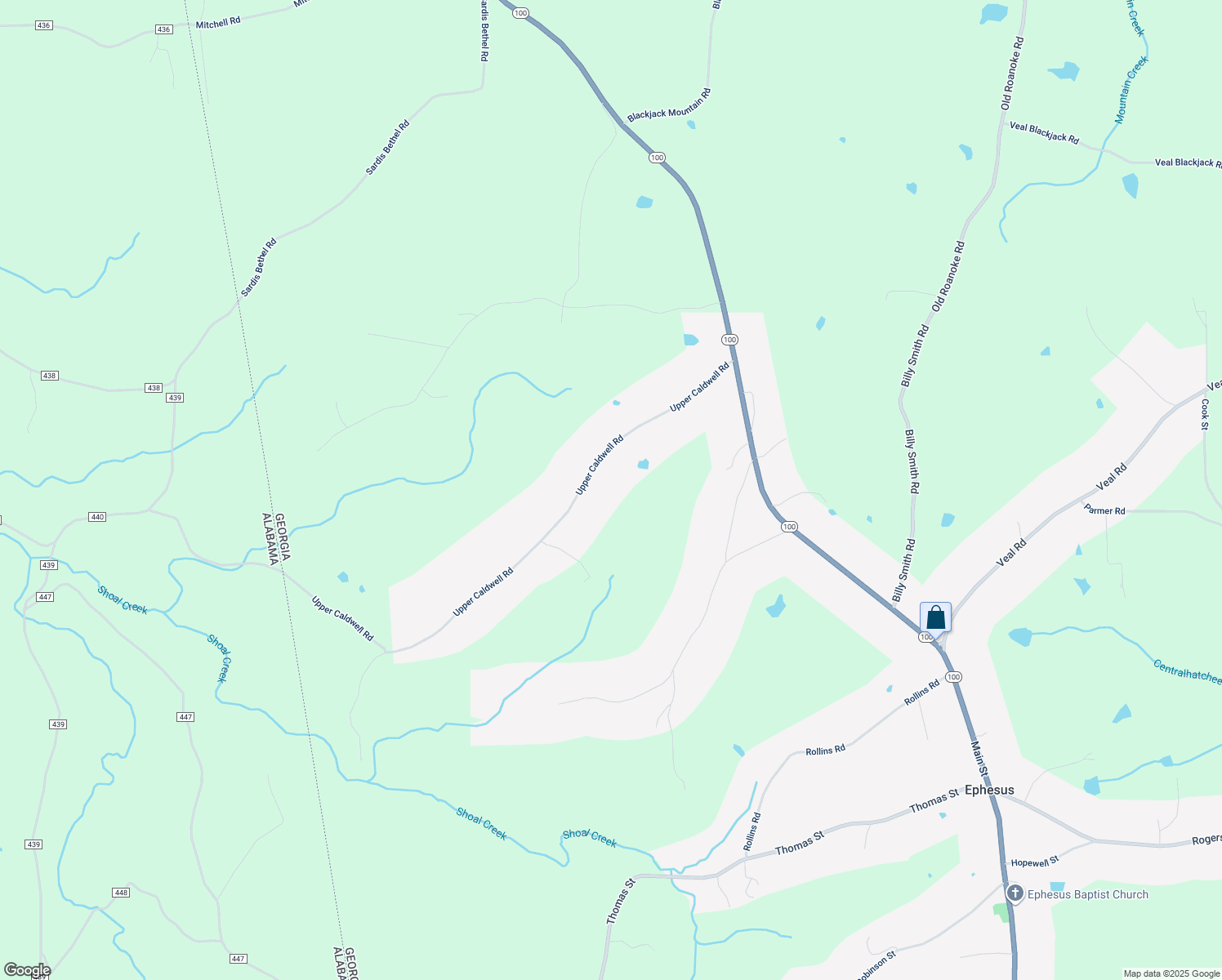 map of restaurants, bars, coffee shops, grocery stores, and more near 677 Upper Caldwell Road in Bowdon