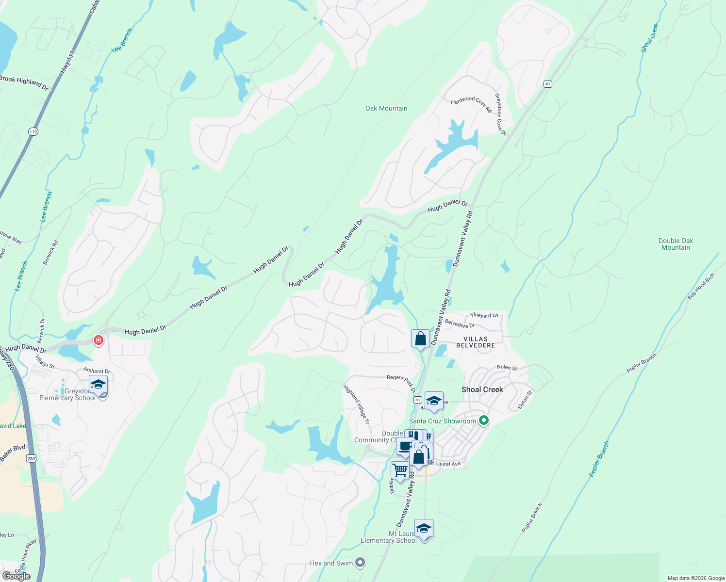 map of restaurants, bars, coffee shops, grocery stores, and more near 5015 English Turn in Birmingham