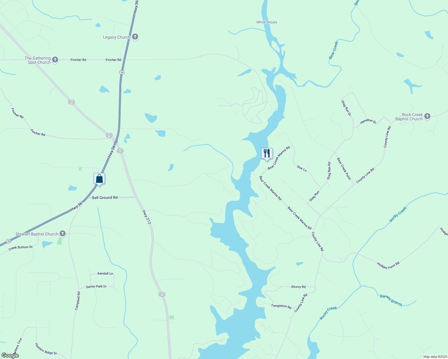 map of restaurants, bars, coffee shops, grocery stores, and more near 405 Miller Road in Covington