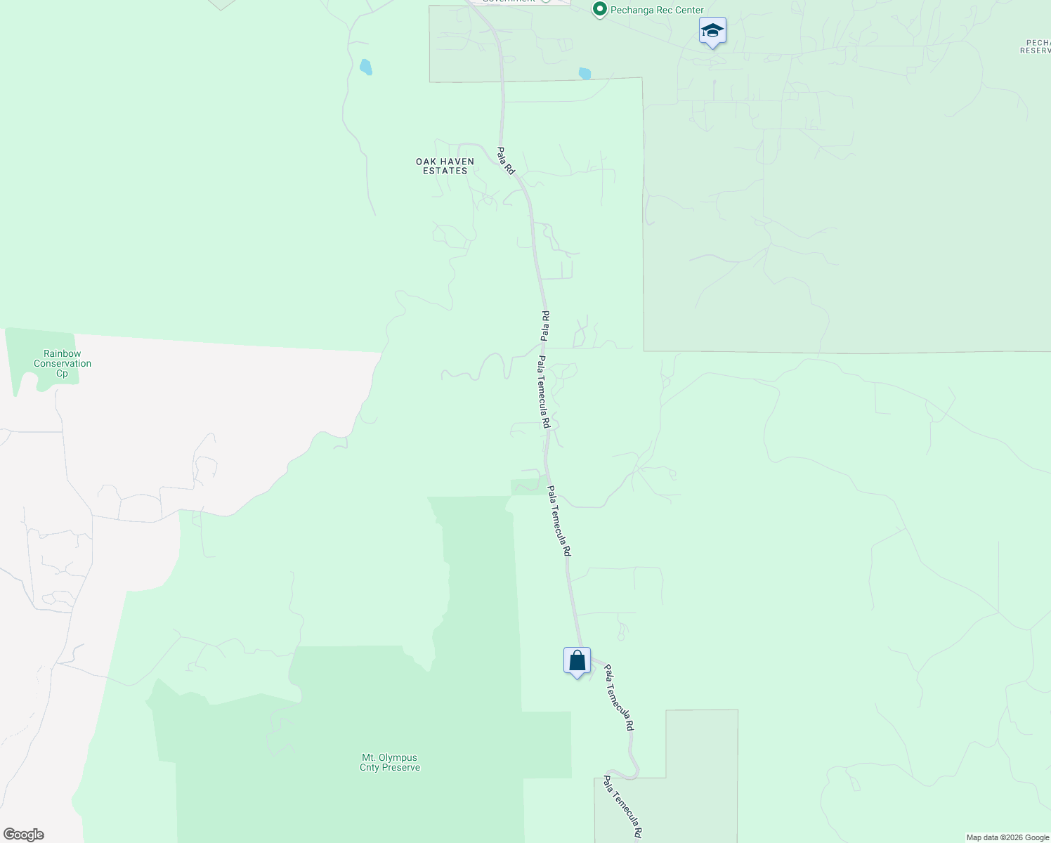 map of restaurants, bars, coffee shops, grocery stores, and more near 39348 Pala Temecula Road in Pala