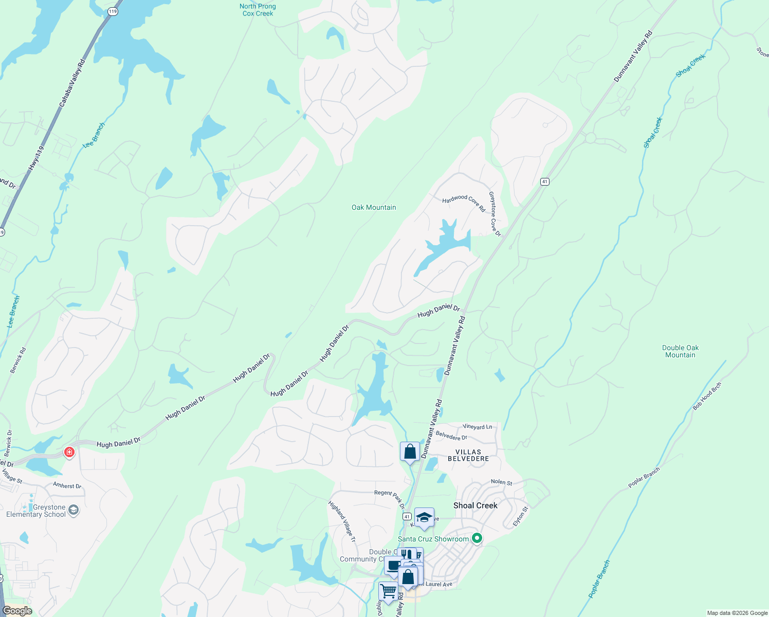 map of restaurants, bars, coffee shops, grocery stores, and more near 399 North Lake Road in Birmingham