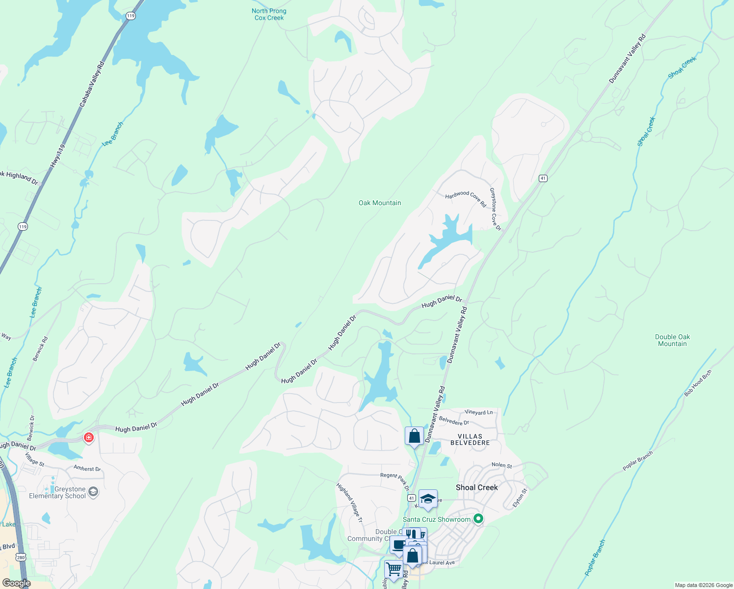 map of restaurants, bars, coffee shops, grocery stores, and more near 636 North Lake Circle in Birmingham