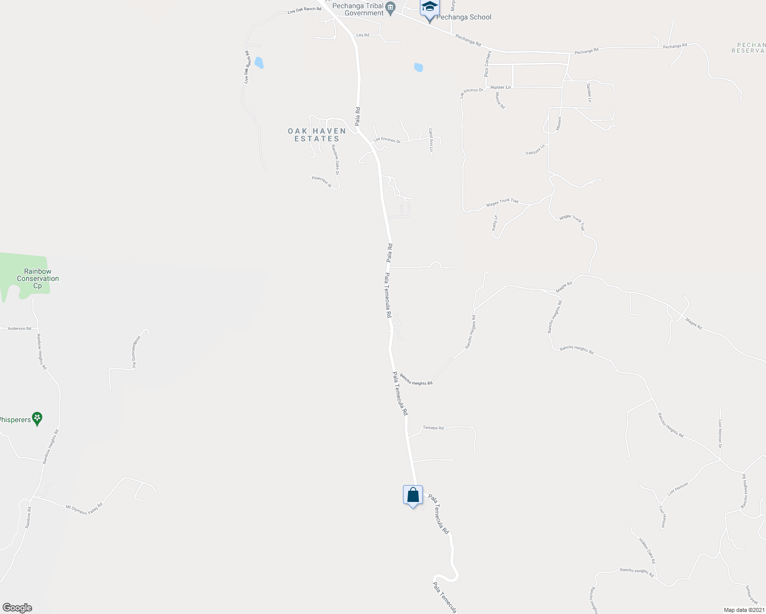 map of restaurants, bars, coffee shops, grocery stores, and more near 39348 Pala-Temecula Road in Pala