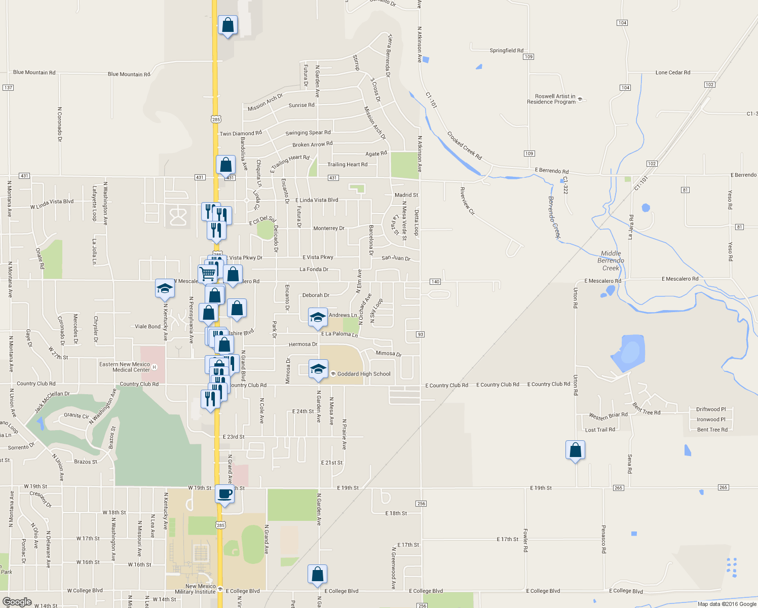 map of restaurants, bars, coffee shops, grocery stores, and more near 11 North Sky Loop in Roswell